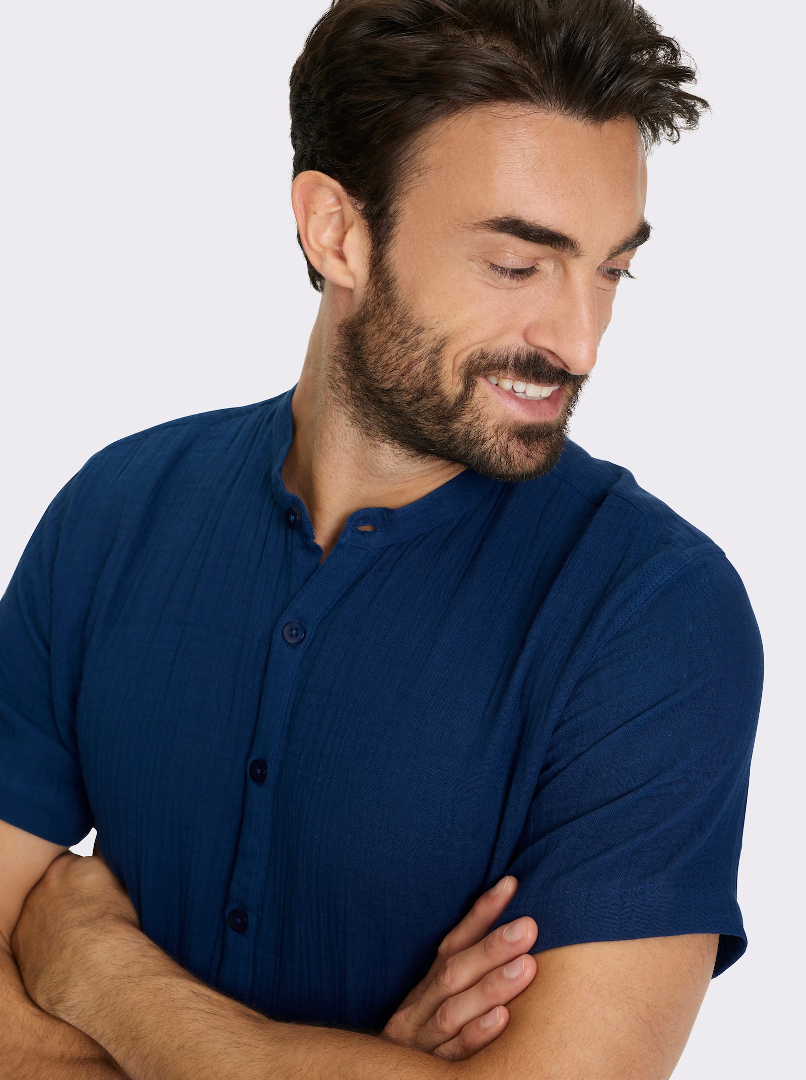 Catamaran Kurzarmhemd in Musselin-Qualität - dunkelblau