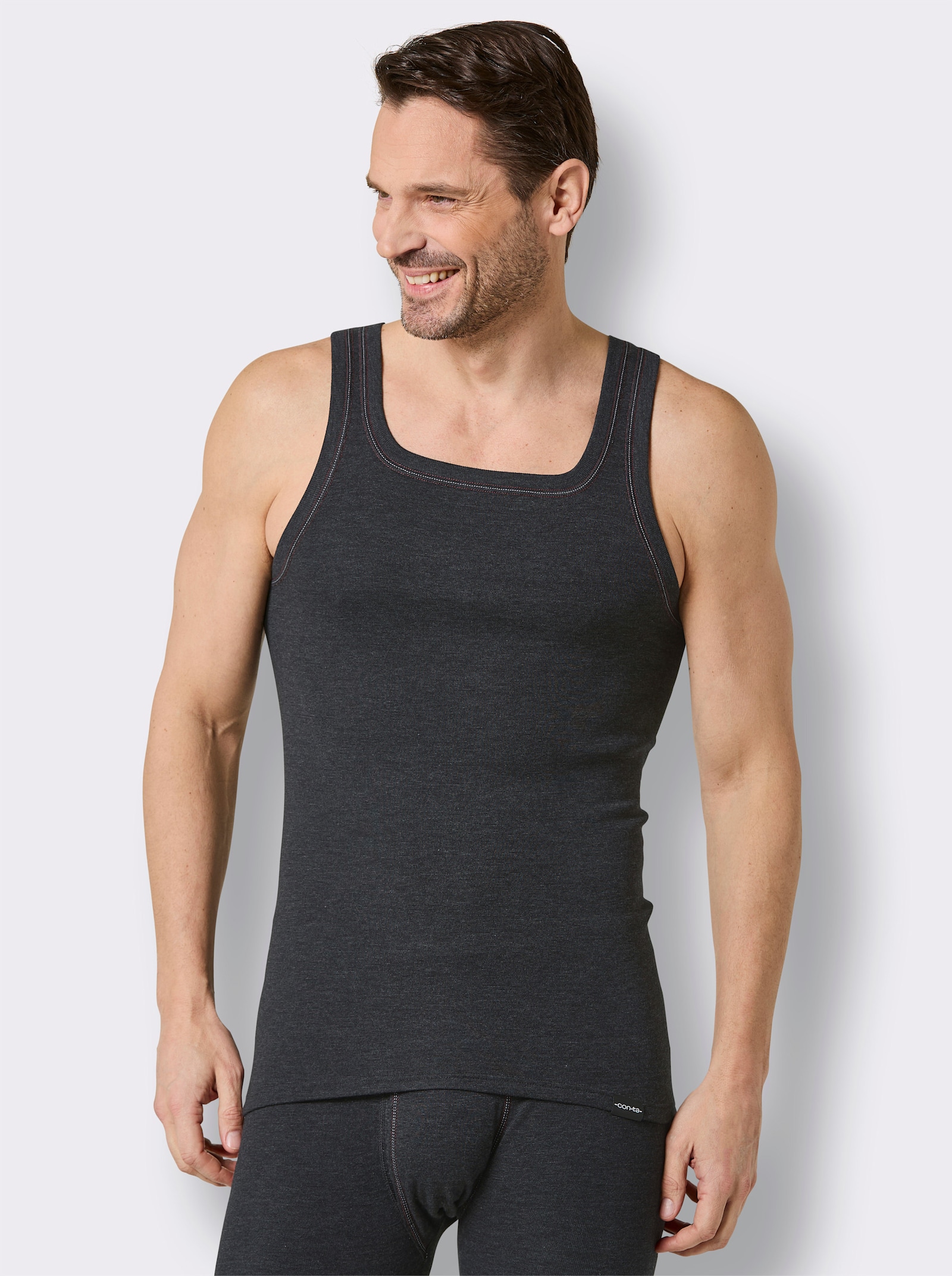 conta Unterhemd - anthrazit-geringelt