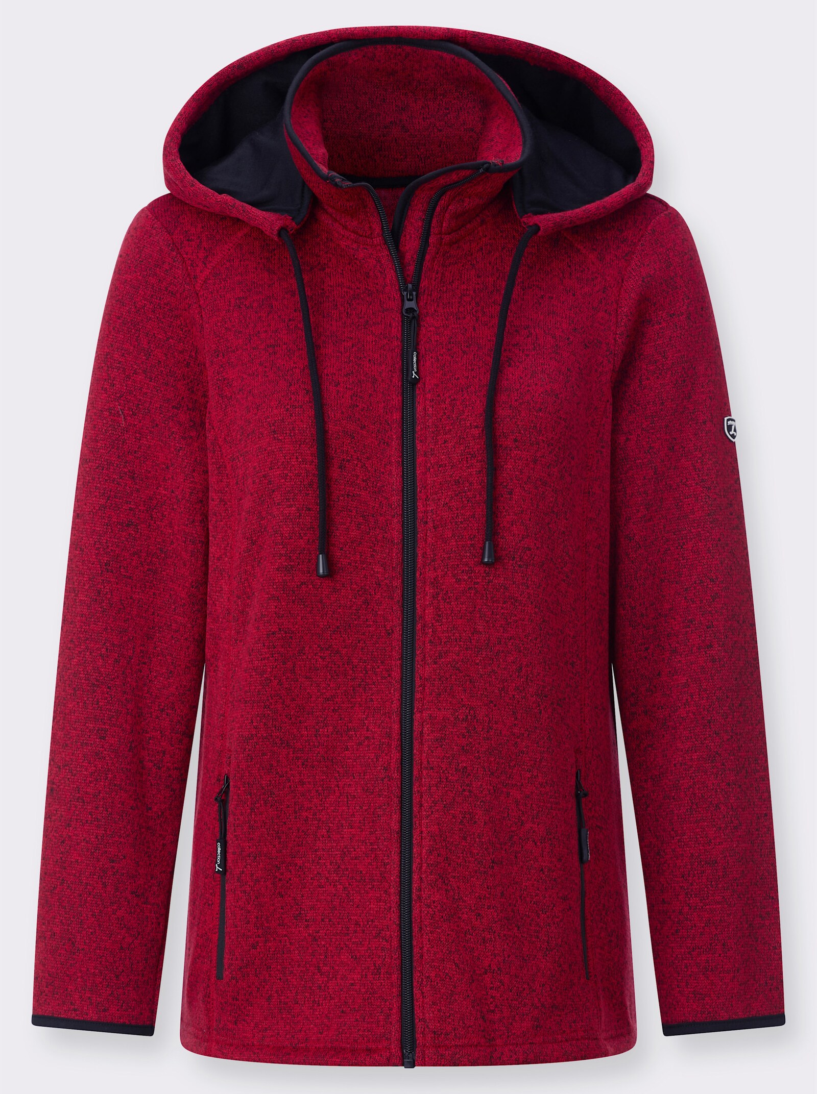 Fleecejacke mit Antipilling-Ausrüstung - rot-meliert