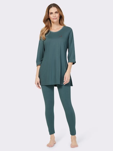 Ascafa Schlafanzug mit Druck-Motiv vorne - petrol