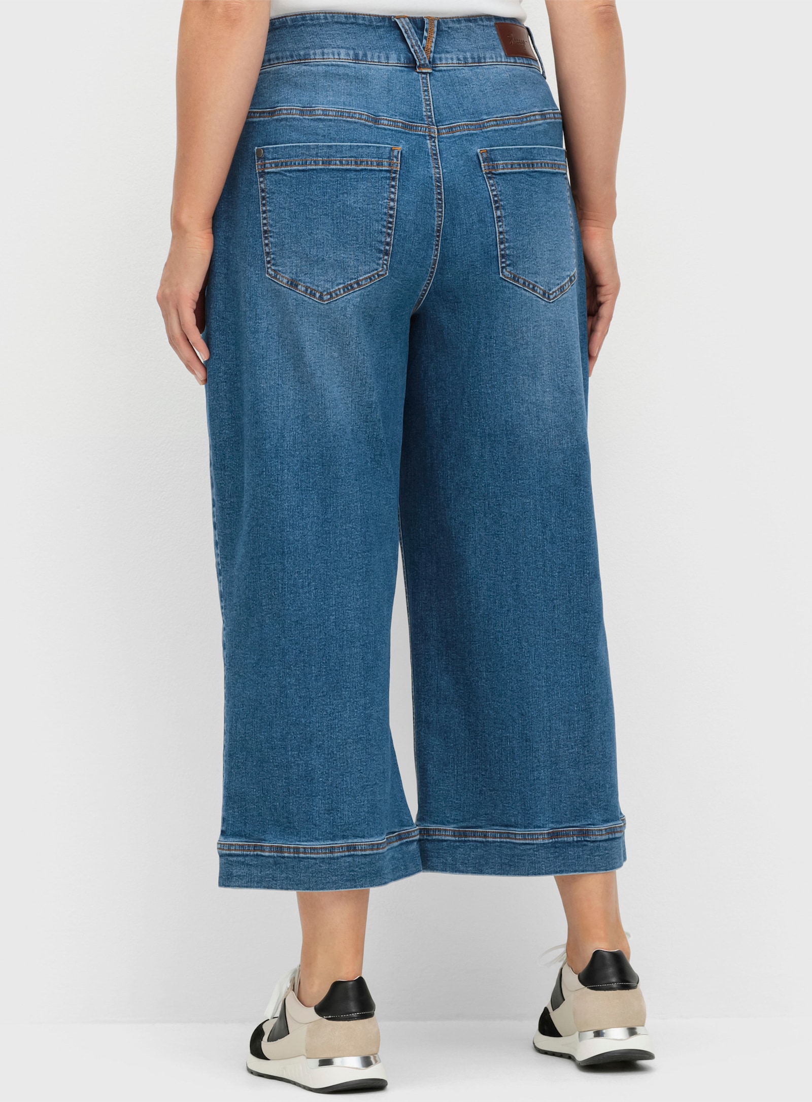 sheego 7/8-jeans met brede zoom - blue denim