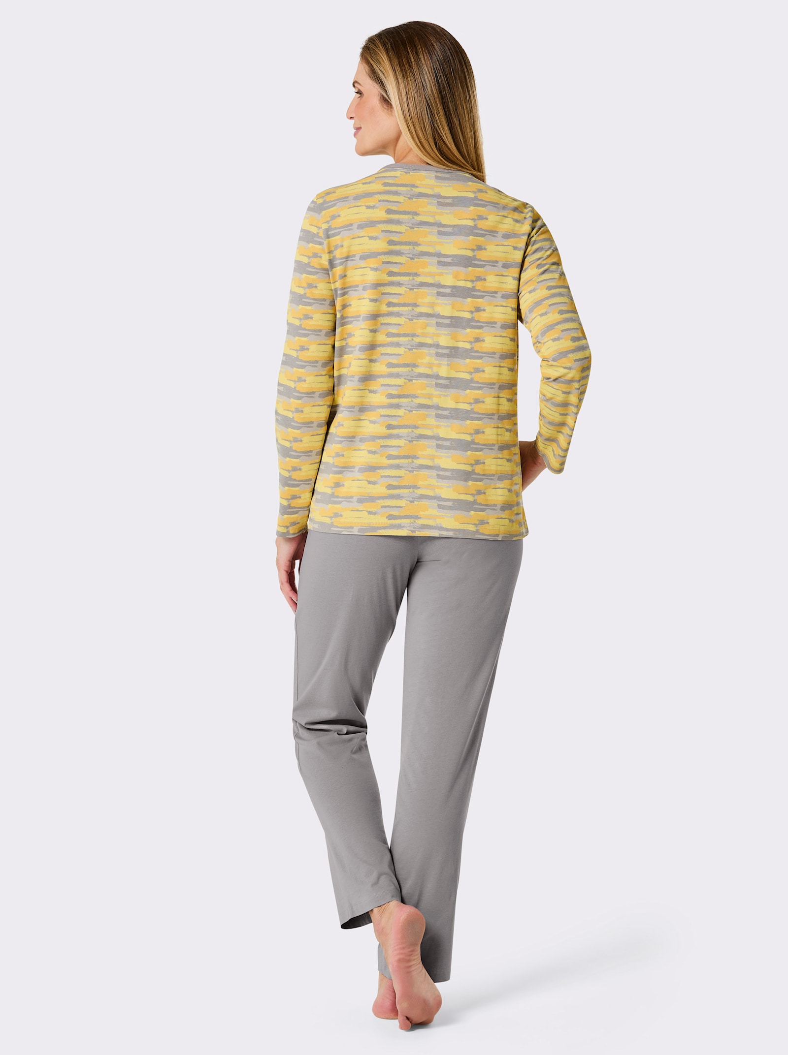 wäschepur Schlafanzug - gelb-steingrau-bedruckt