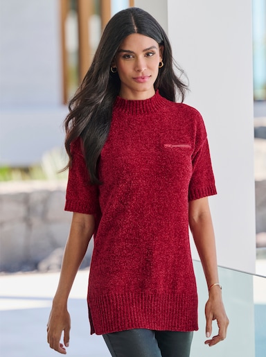 heine Lange pullover met opstaande kraag - kers