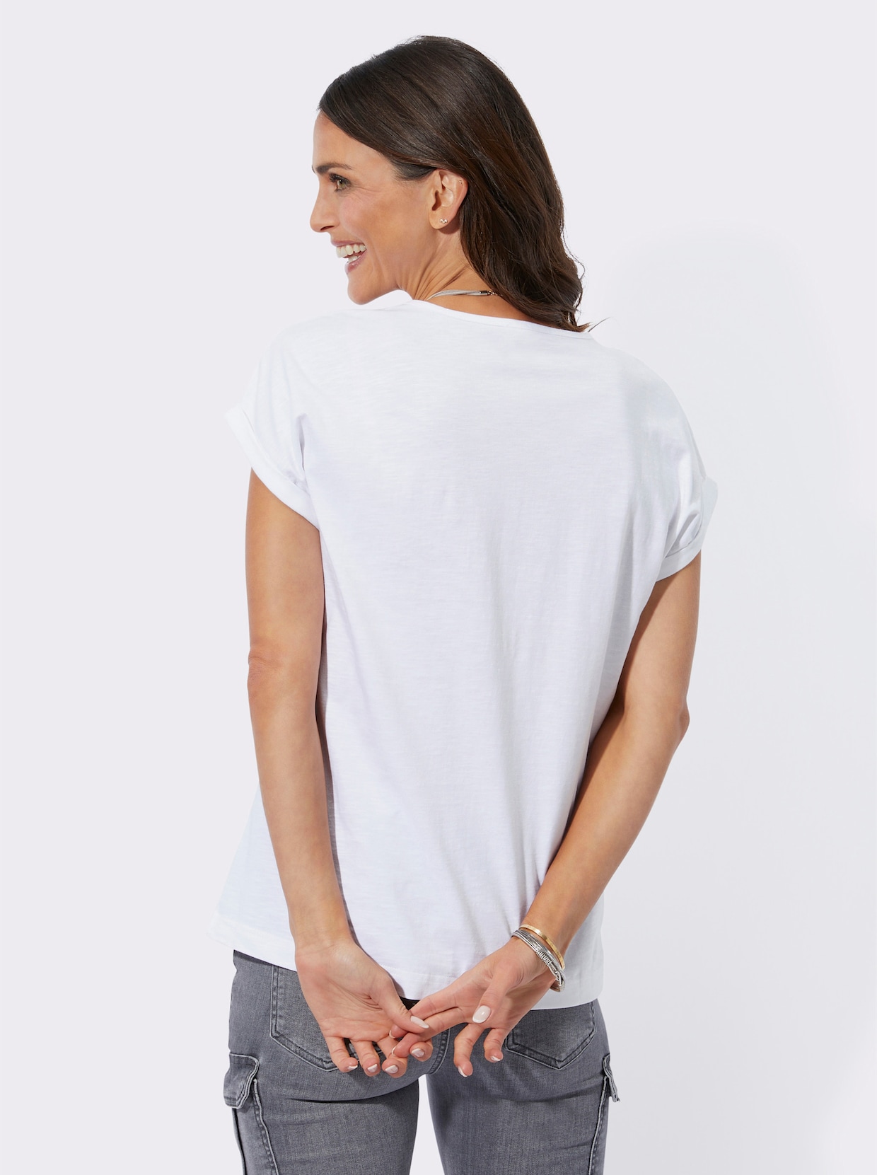 T-shirt - pamplemousse-blanc