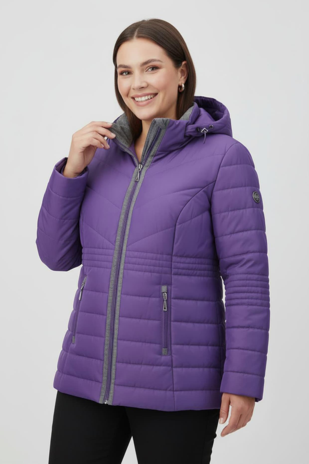 Steppjacke mit Flanell-Details - lila