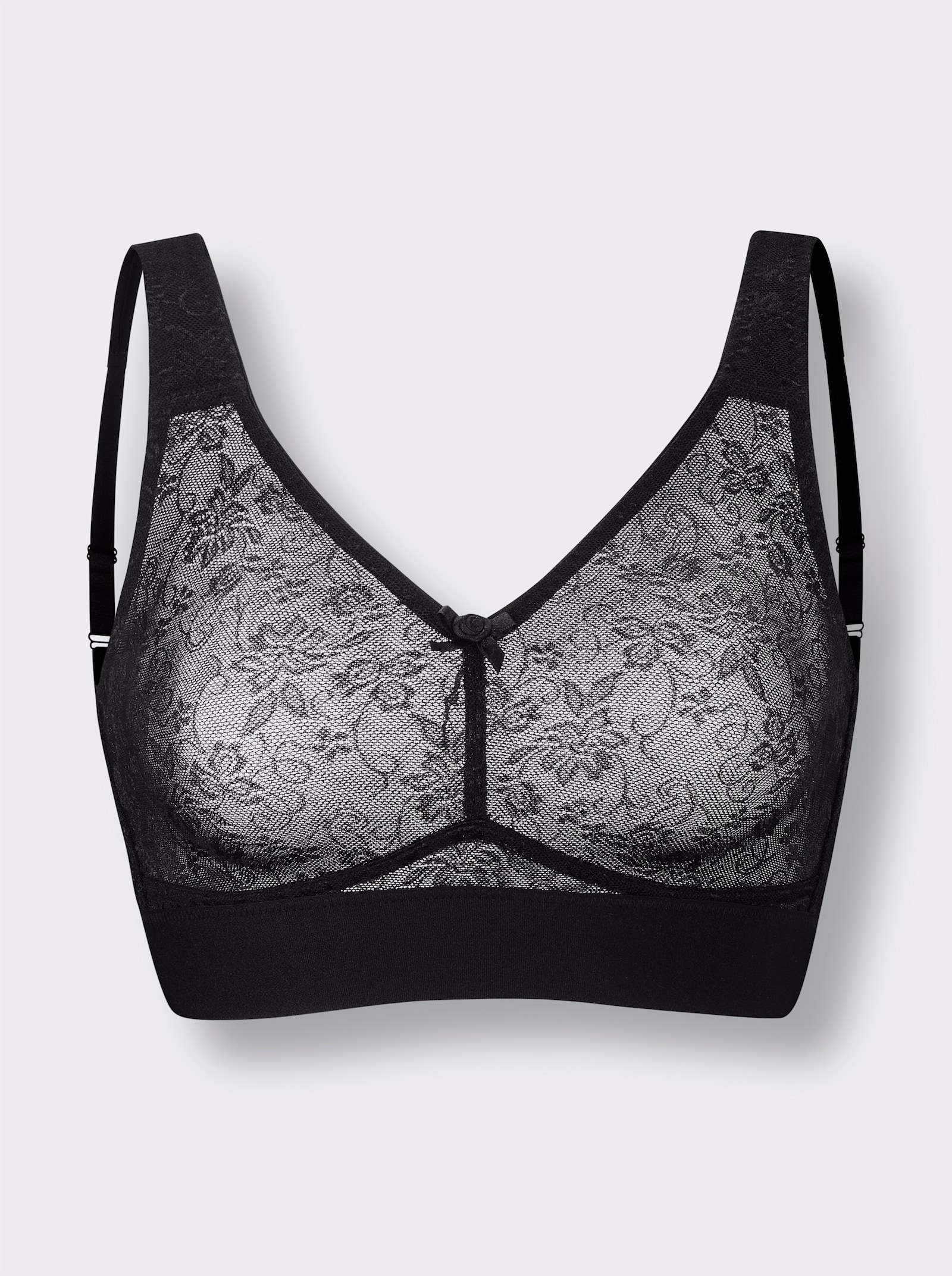 wäschepur Soutien-gorge confort sans armatures avec motif jacquard - noir