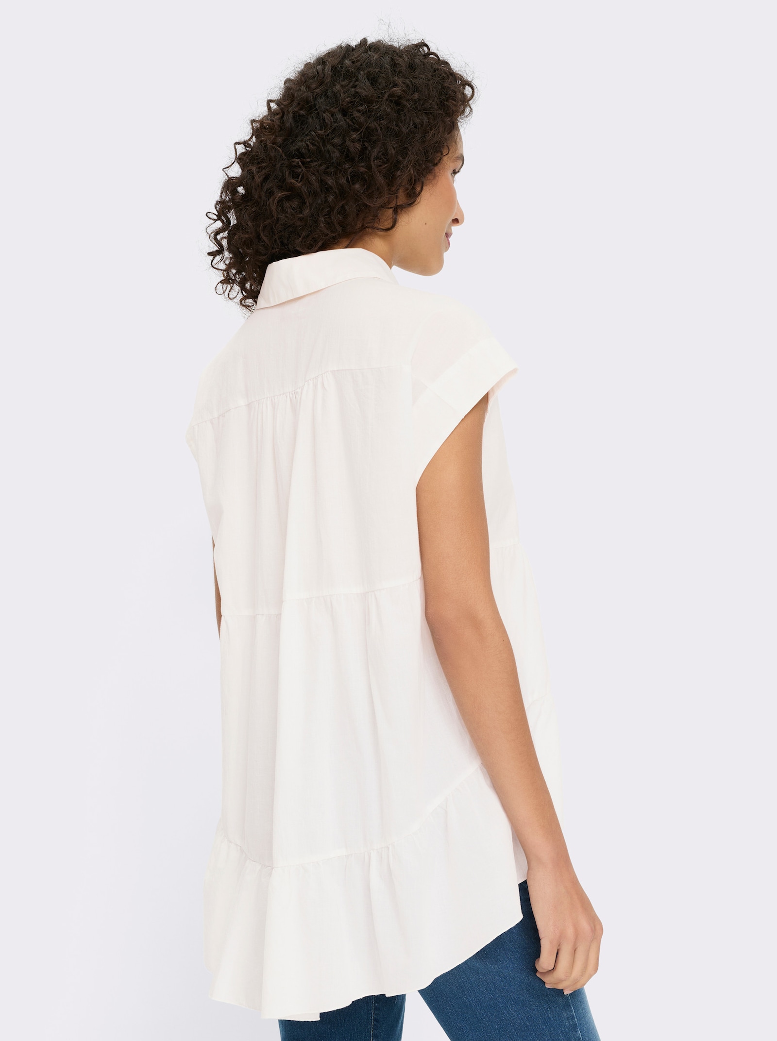 heine Baumwollbluse im Empire-Stil - weiß