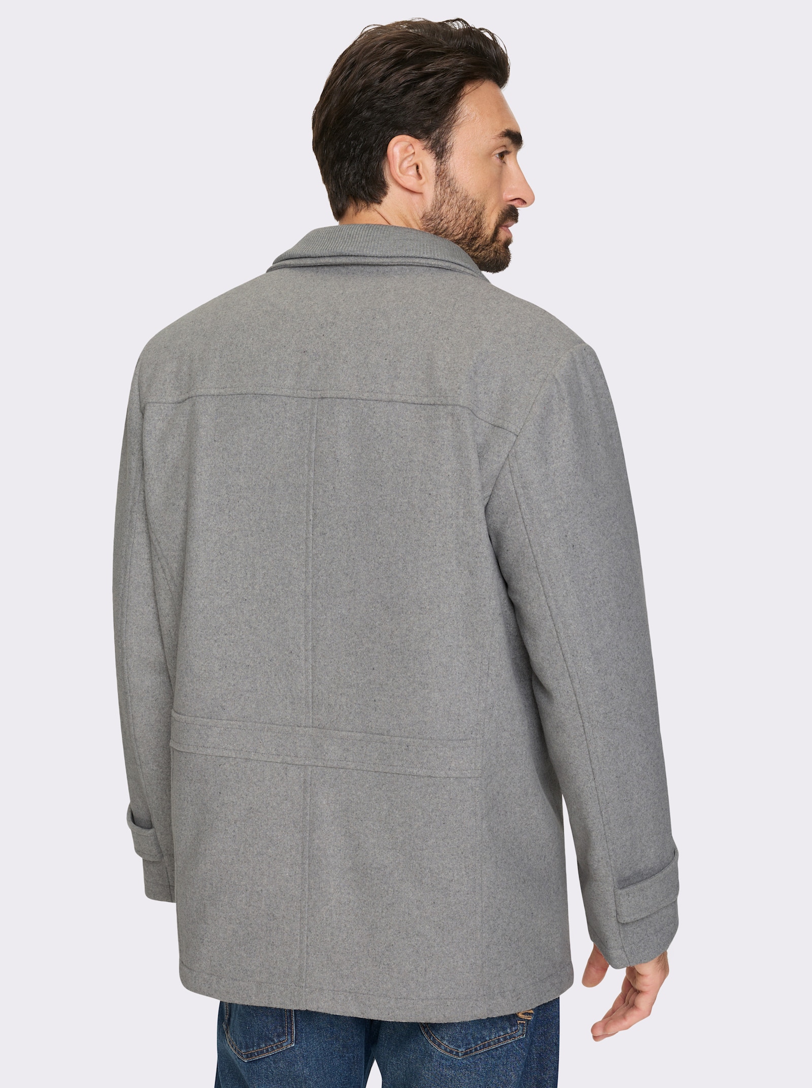 Marco Donati Longjacke in Woll-Optik - steingrau-meliert