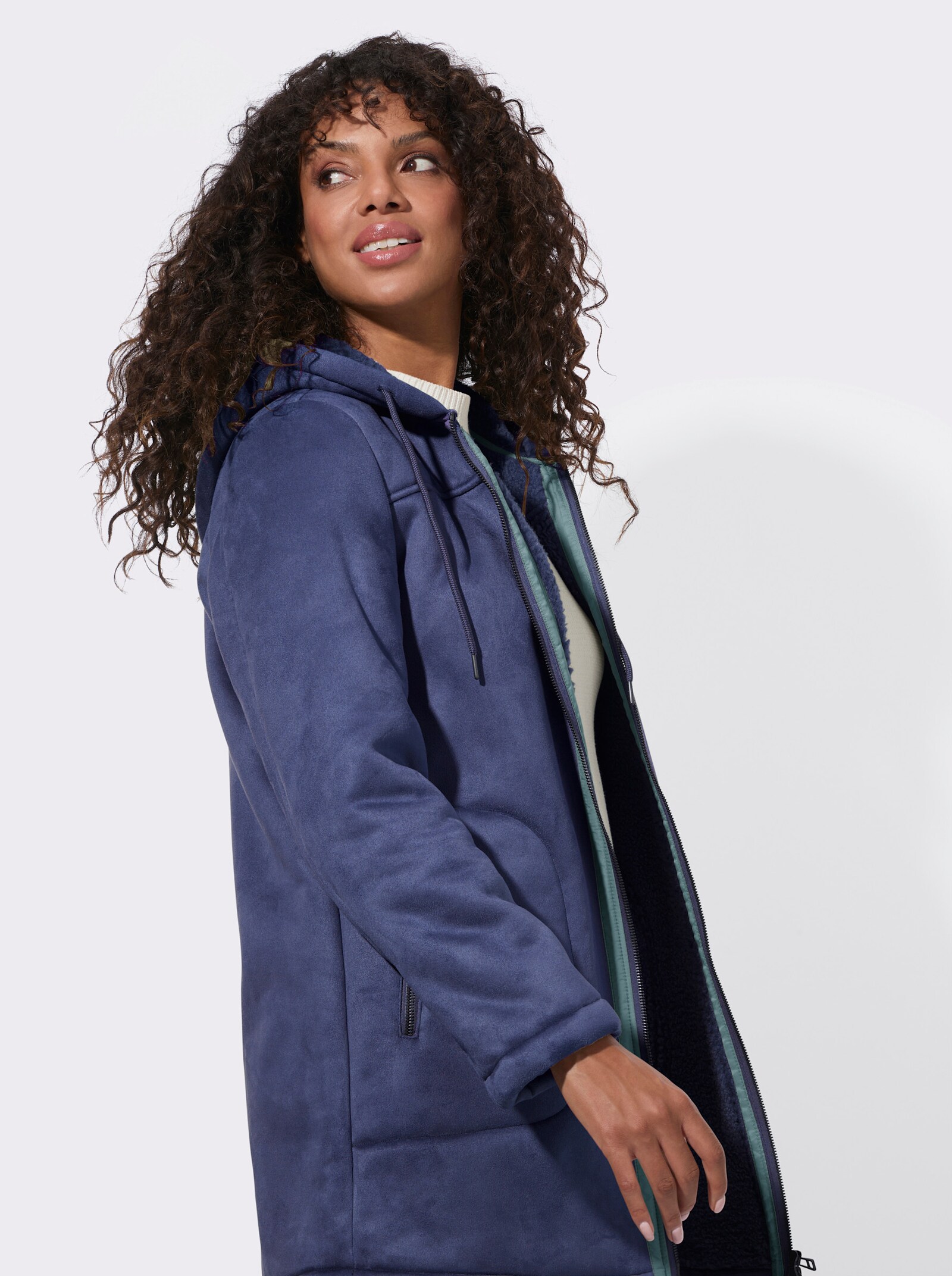  Outdoorjacke in Lammfelloptik - marine