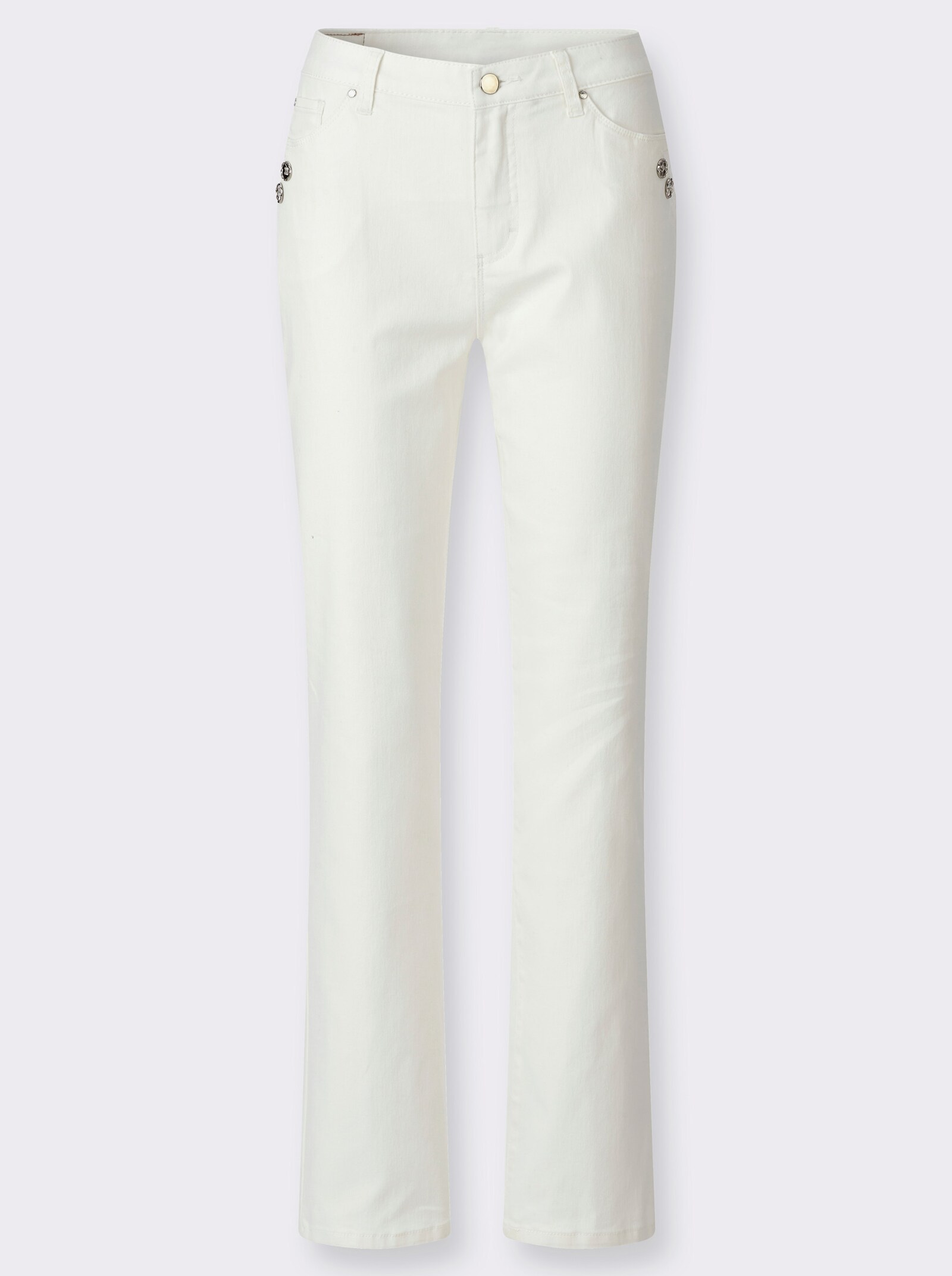 5-Pocket-Jeans mit Biesenverzierung - weiß