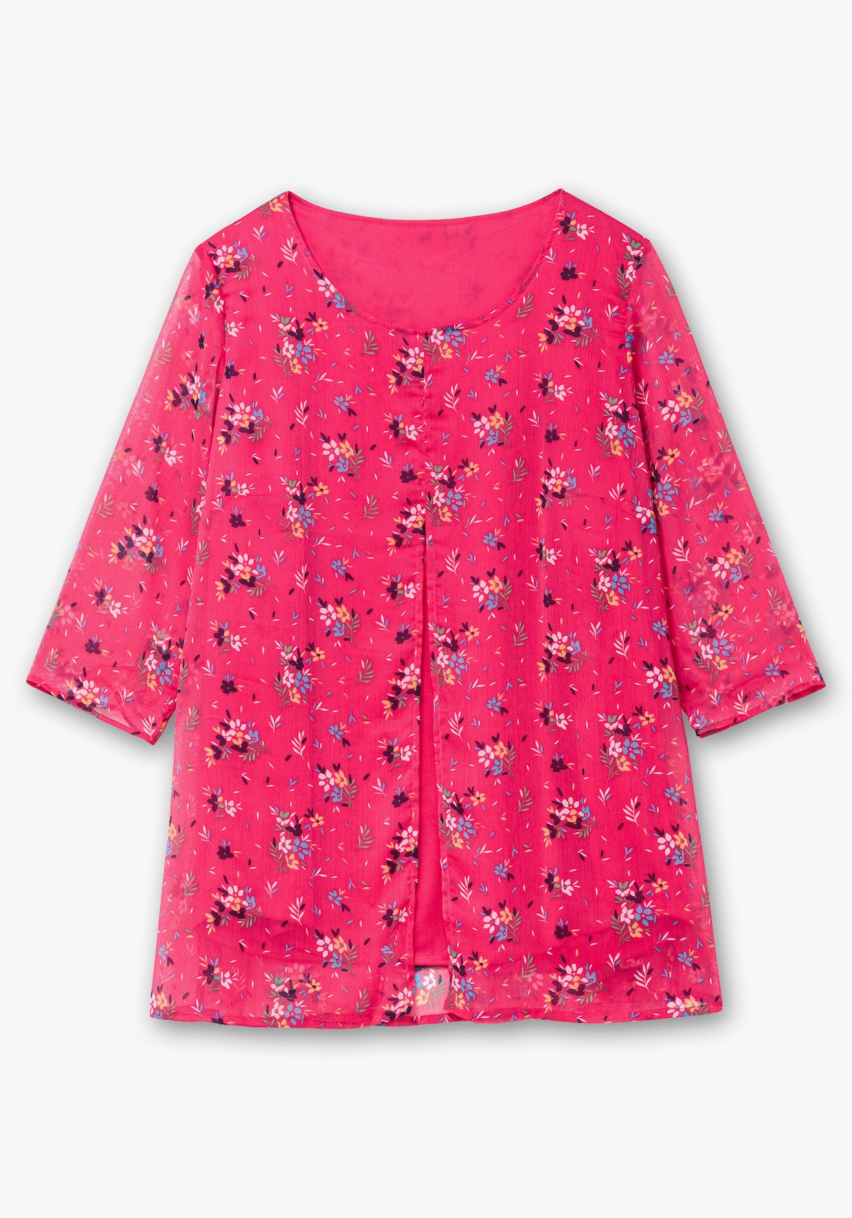 Longbluse - pink-marine-bedruckt