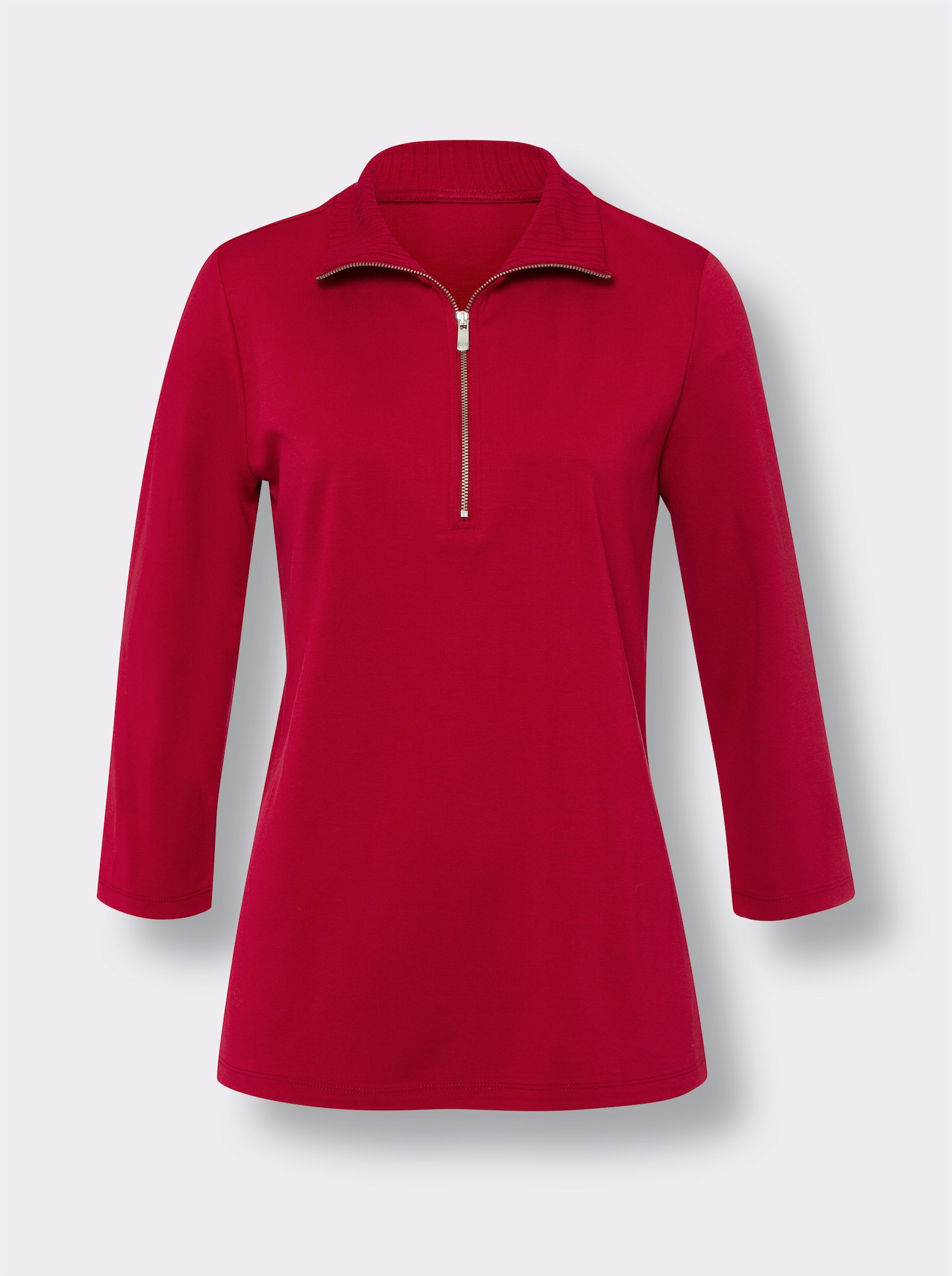 heine Shirt met 3/4-mouwen en ritssluiting - rood