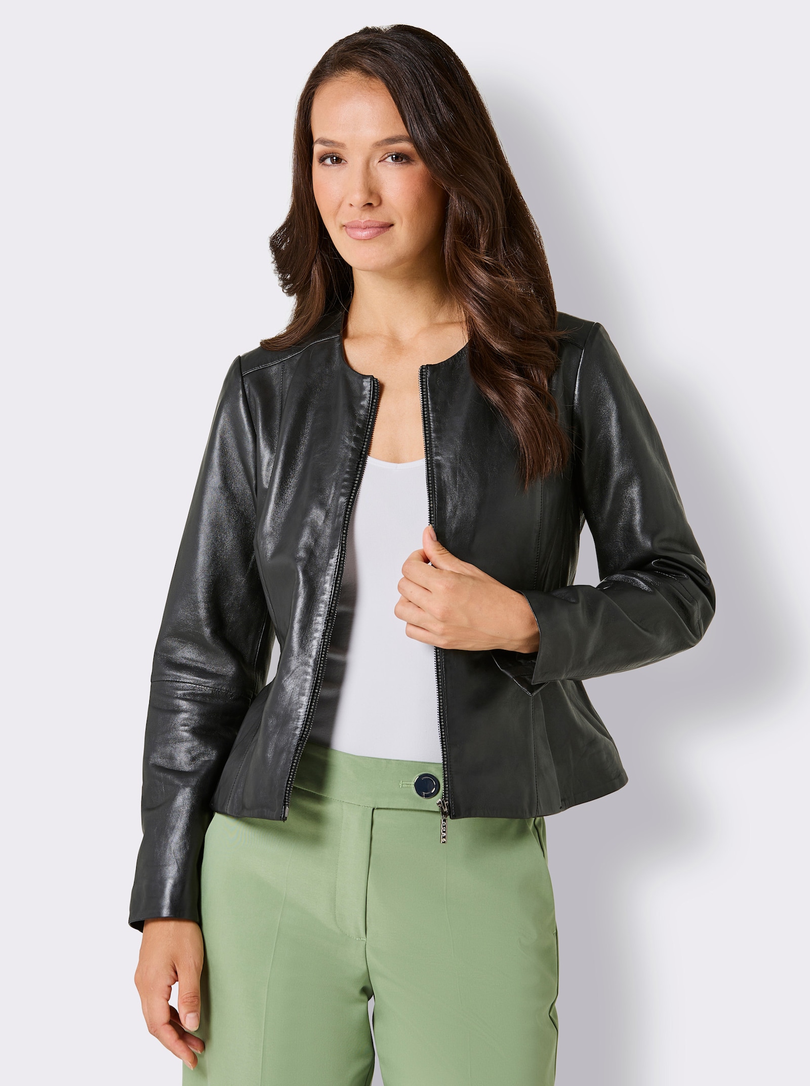 Mainpol Lederblazer mit handschuhweichem Griff - schwarz