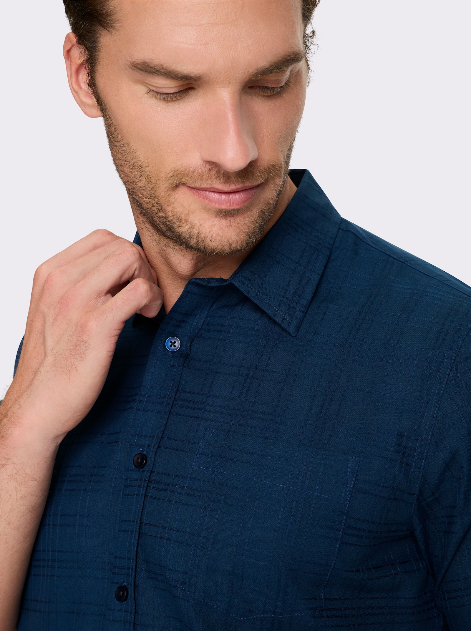 Catamaran Kurzarmhemd mit Falten im Rückteil - dunkelblau