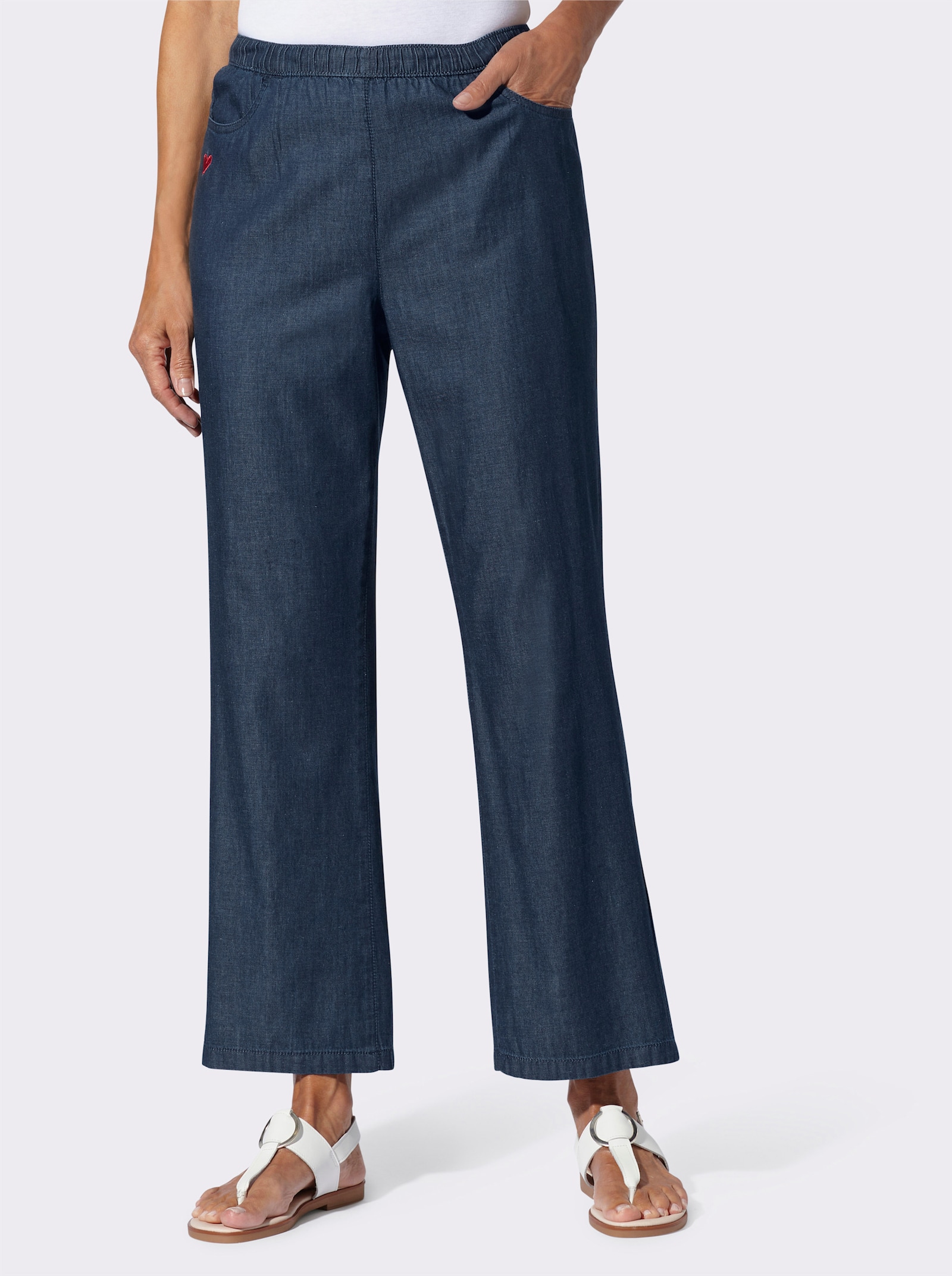 Comfortjeans in wijd model - blue-stonewashed