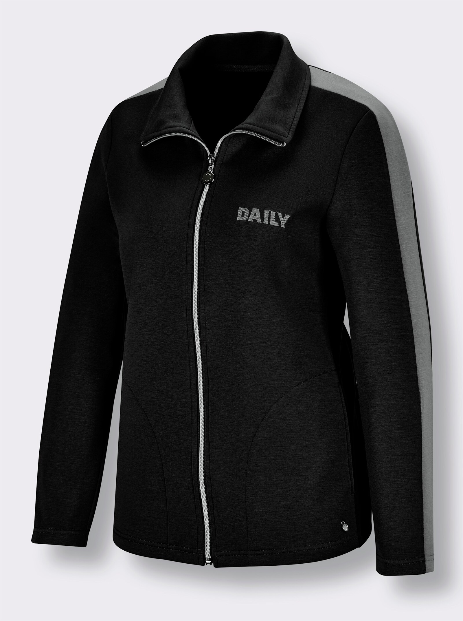 CREATION L PREMIUM Jacke mit Kontrastband - schwarz-steingrau
