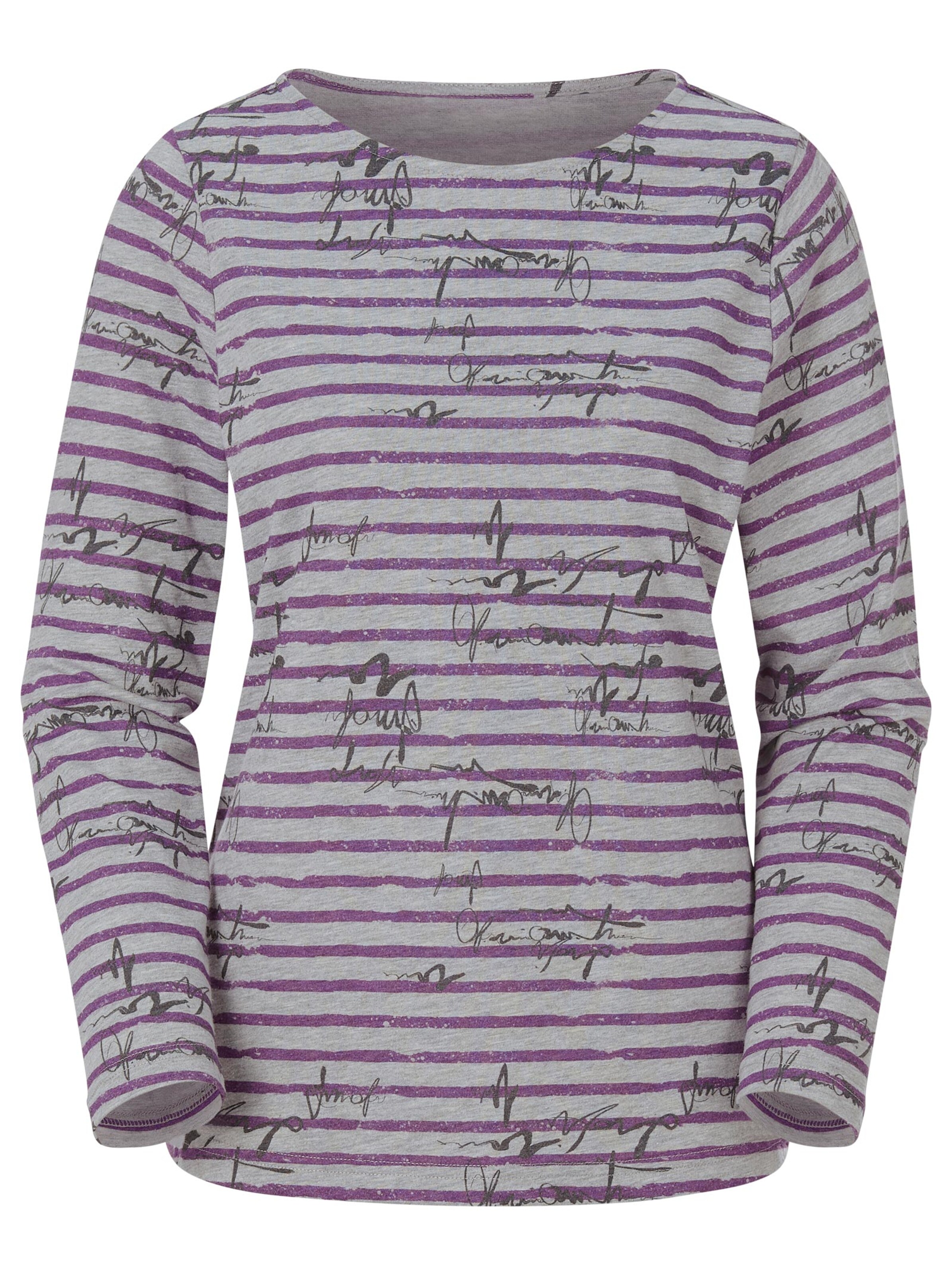 Collection L Shirt - grau-violett-gestreift