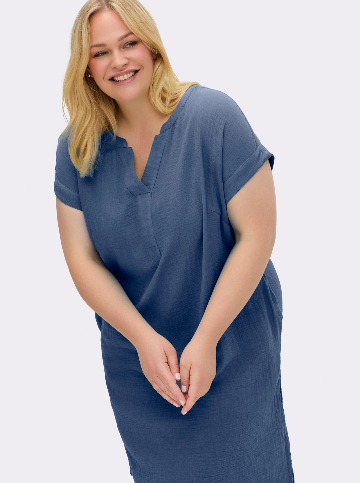 Sommerkleid in Musselin-Qualität - jeansblau