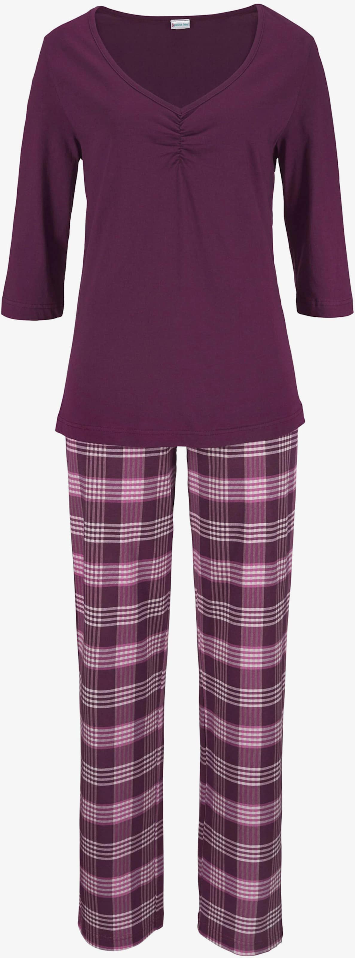 Vivance Dreams Pyjama - rosa-kariert, bordeaux-kariert