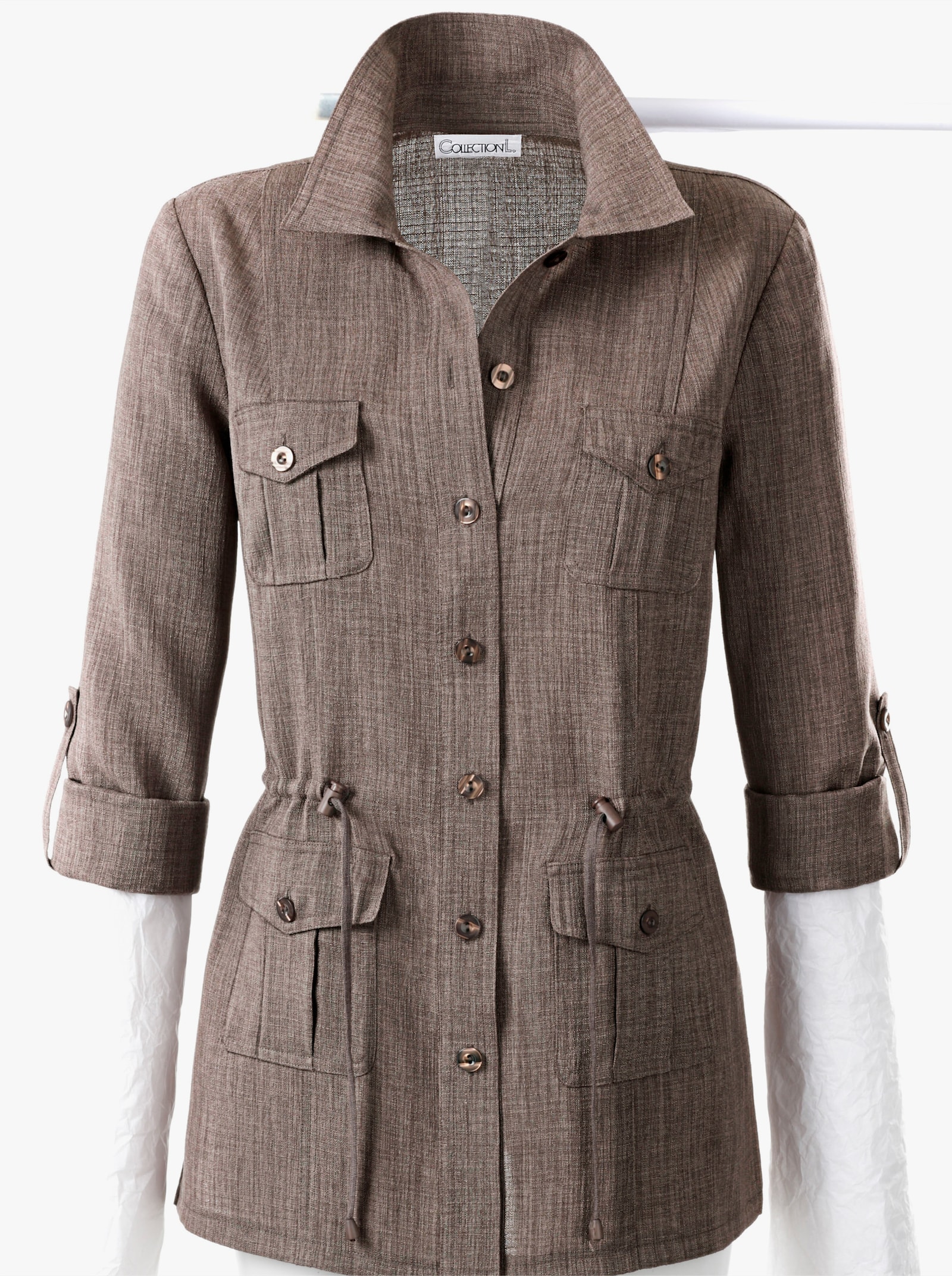 Blusenblazer in Leinen-Optik - taupe