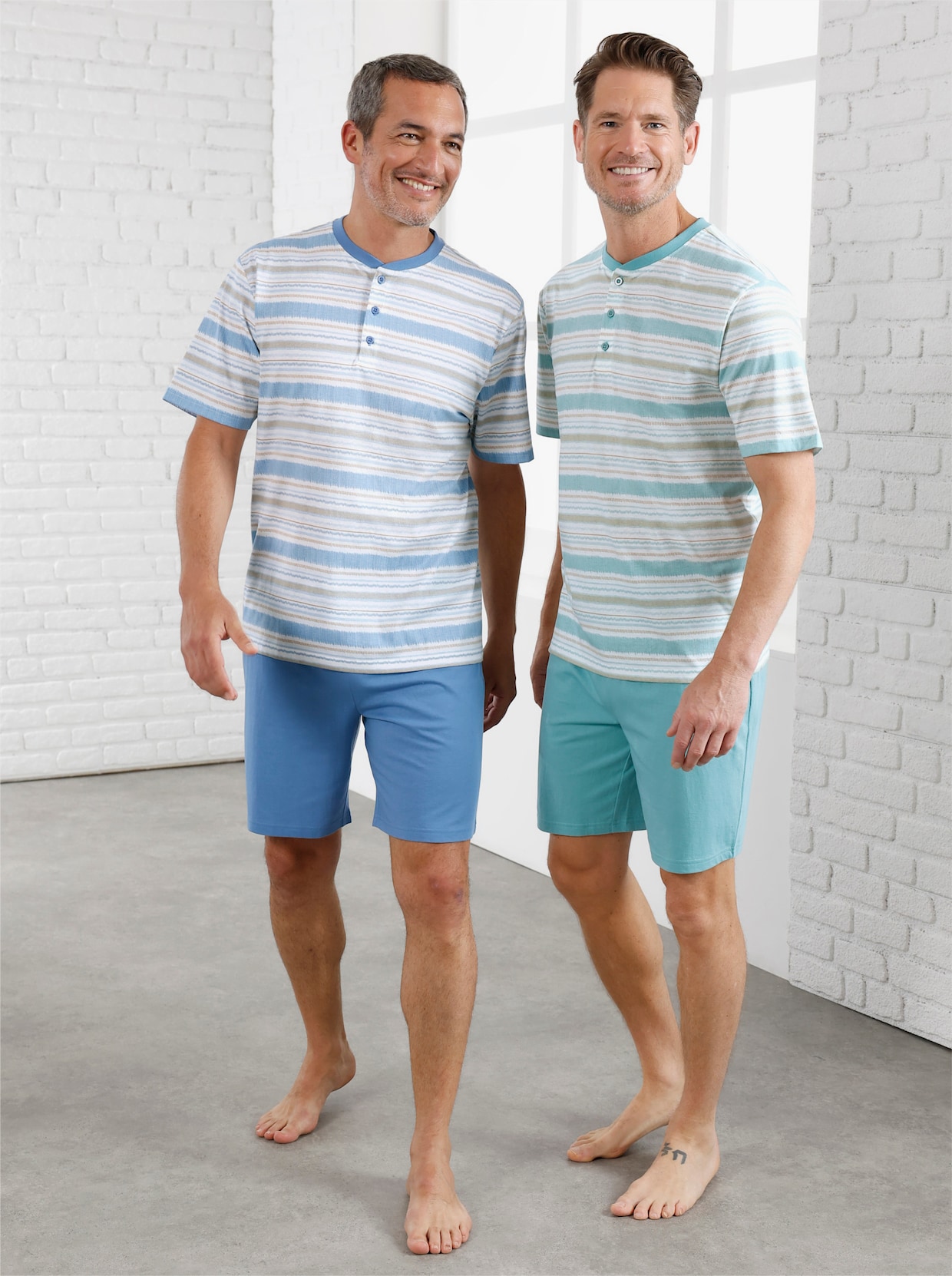 wäschepur men Shorty's - salie + middenblauw
