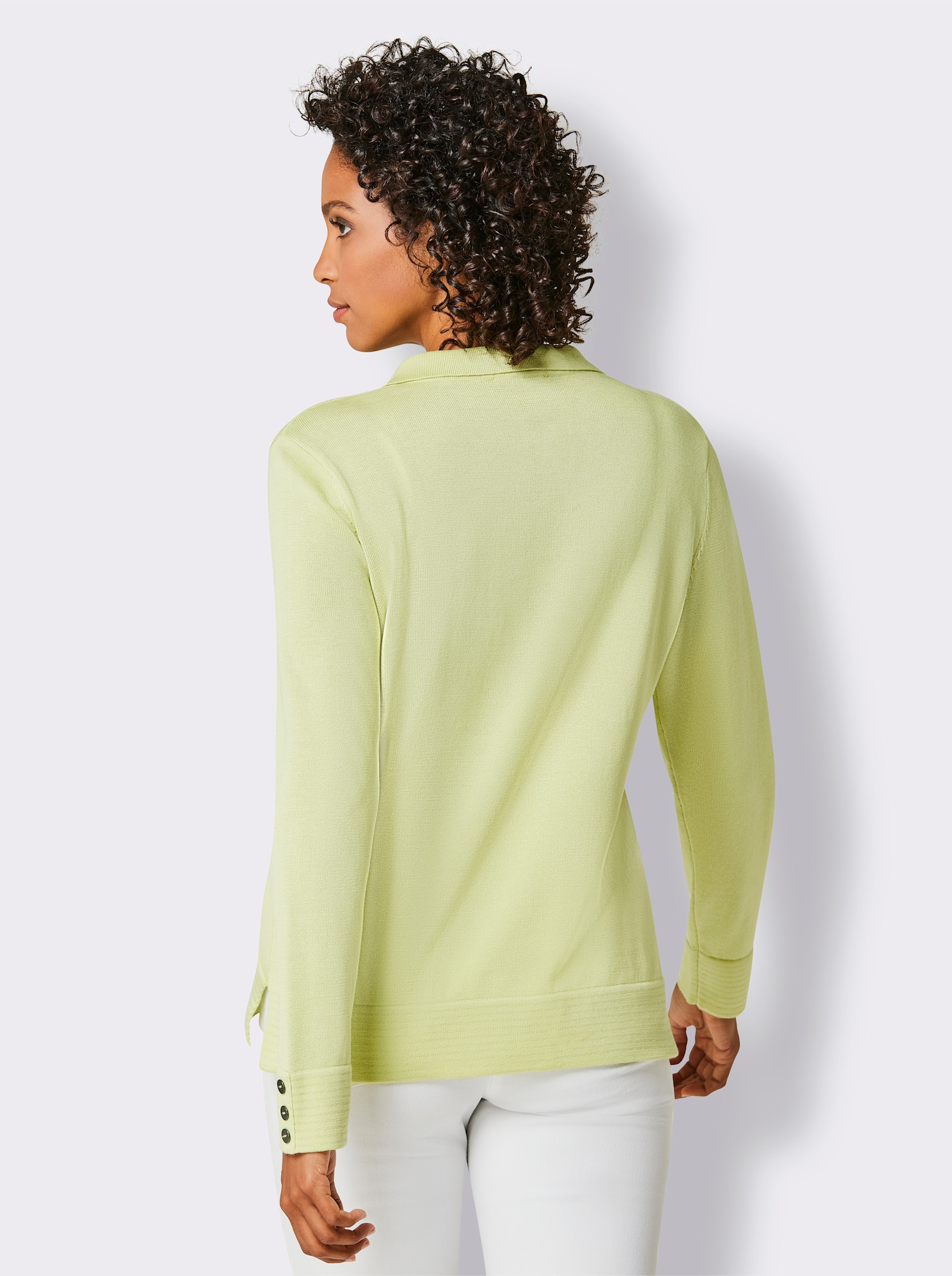 CREATION L PREMIUM Polopullover aus mercerisierter Baumwolle - pistazie