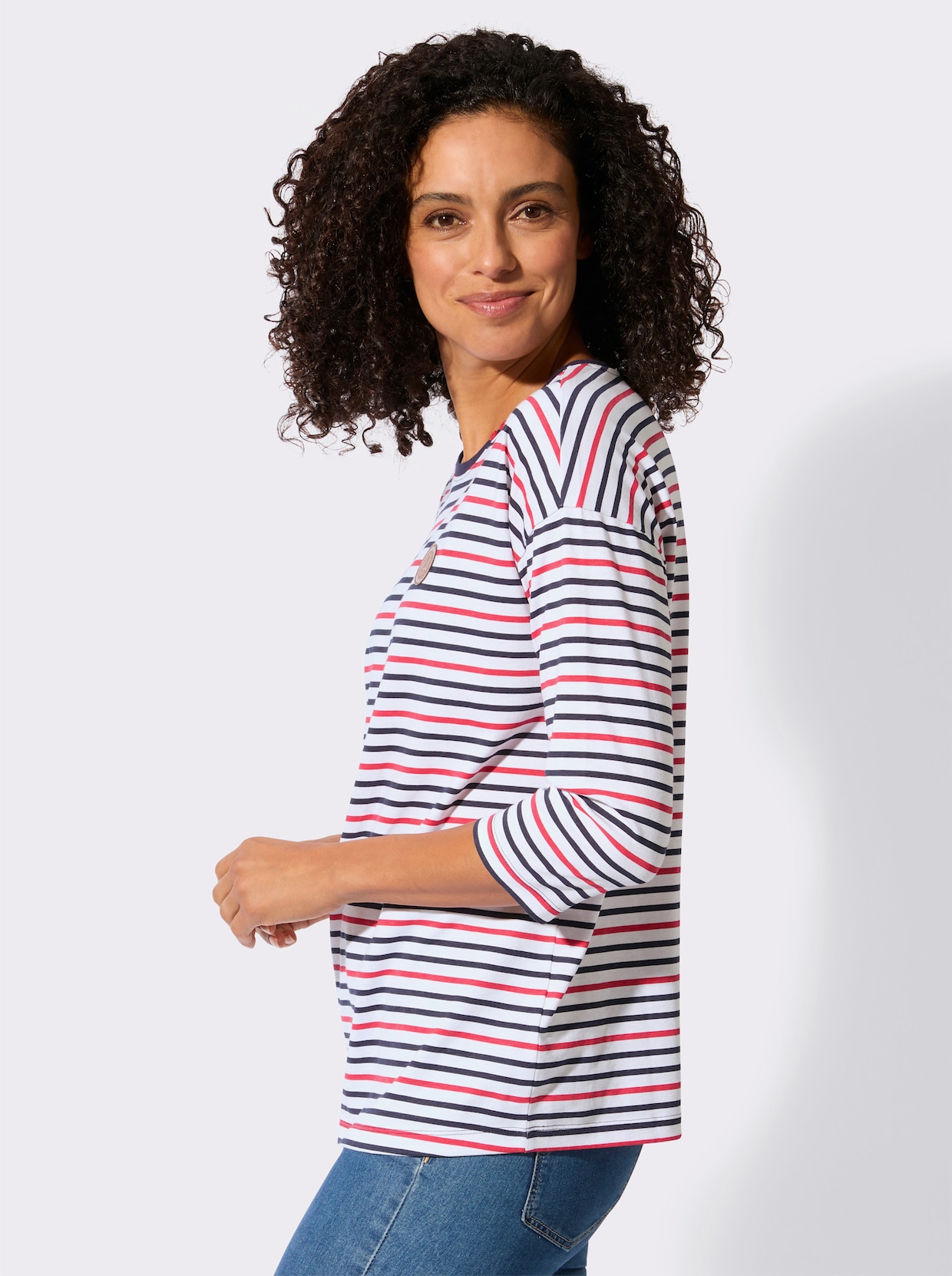 Ringelshirt - weiß-marine-geringelt