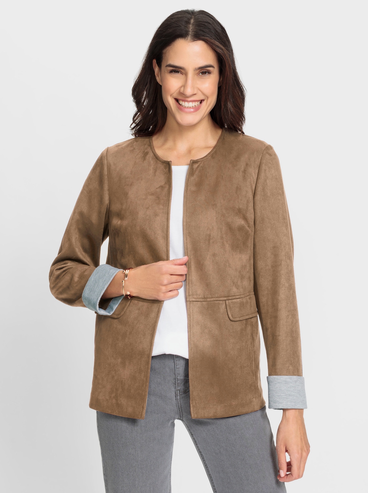 Blazer van imitatieleer - camel