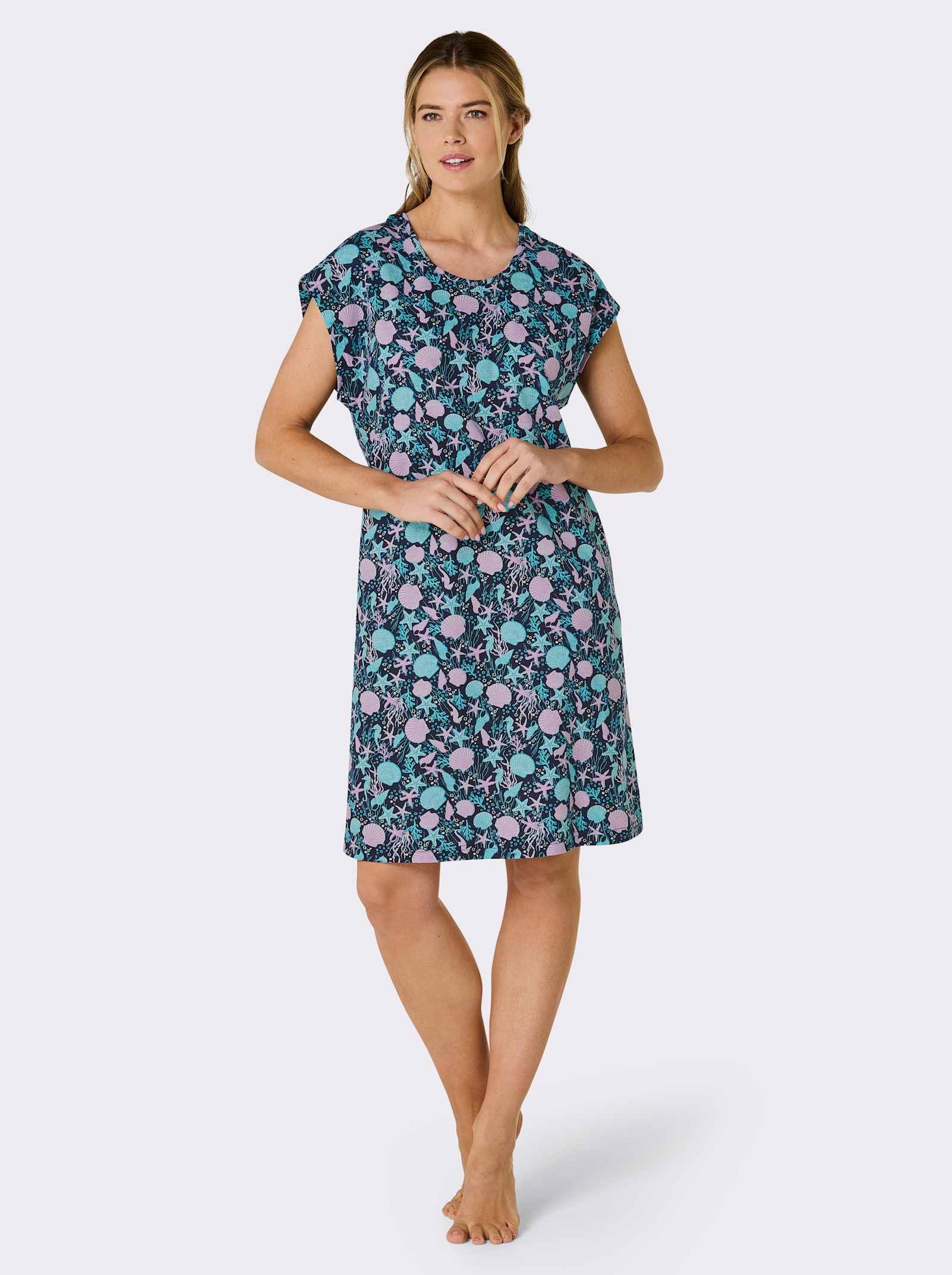 feel good Sommerkleid - marine-bedruckt + weiß-bedruckt