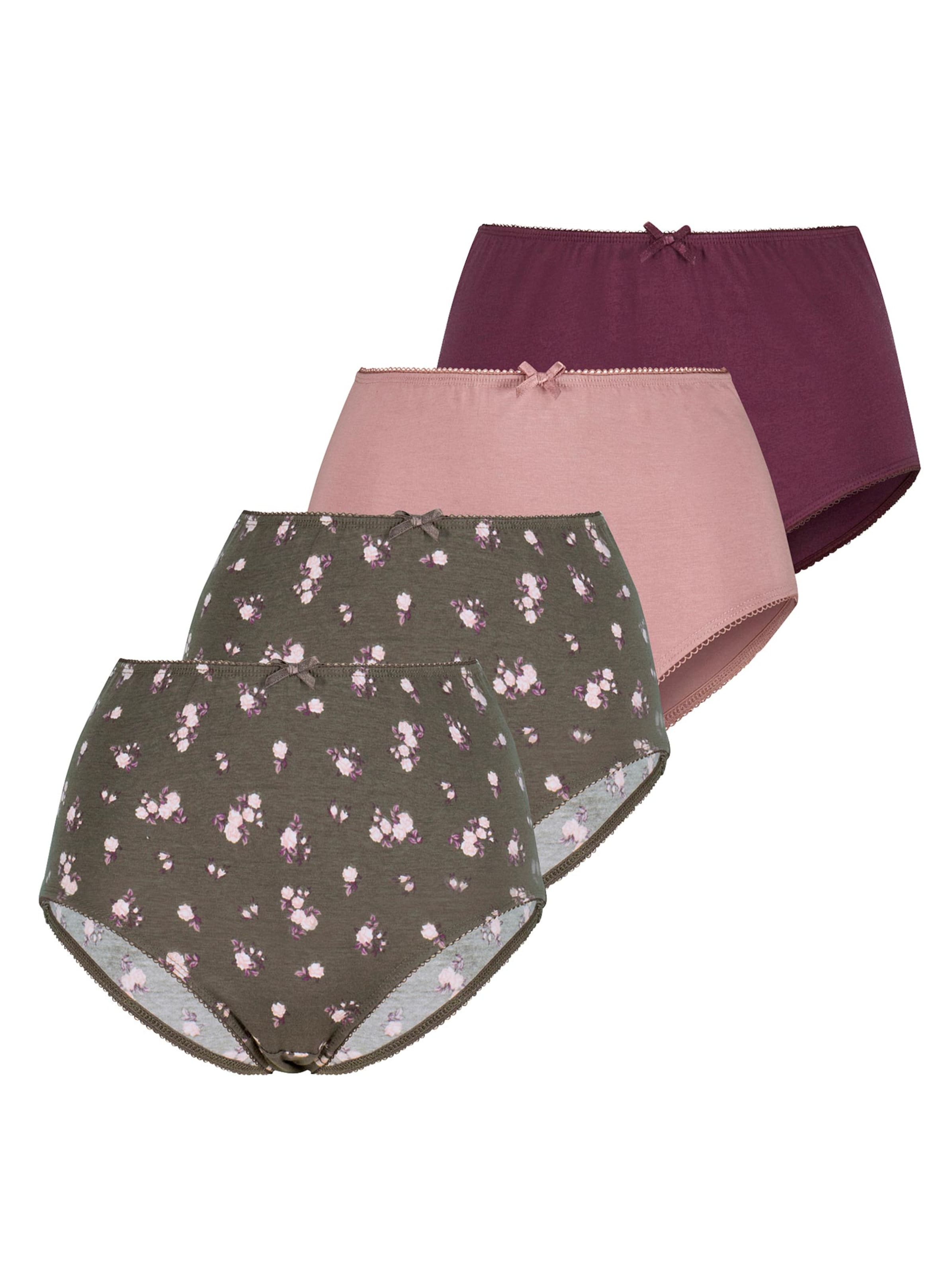 wäschepur Taillenslip - 2x oliv-bedruckt + bordeaux + mauve