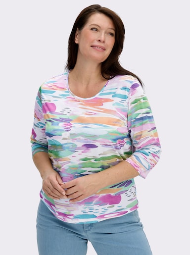 Print-Shirt mit 3/4-Ärmel - weiß-bedruckt