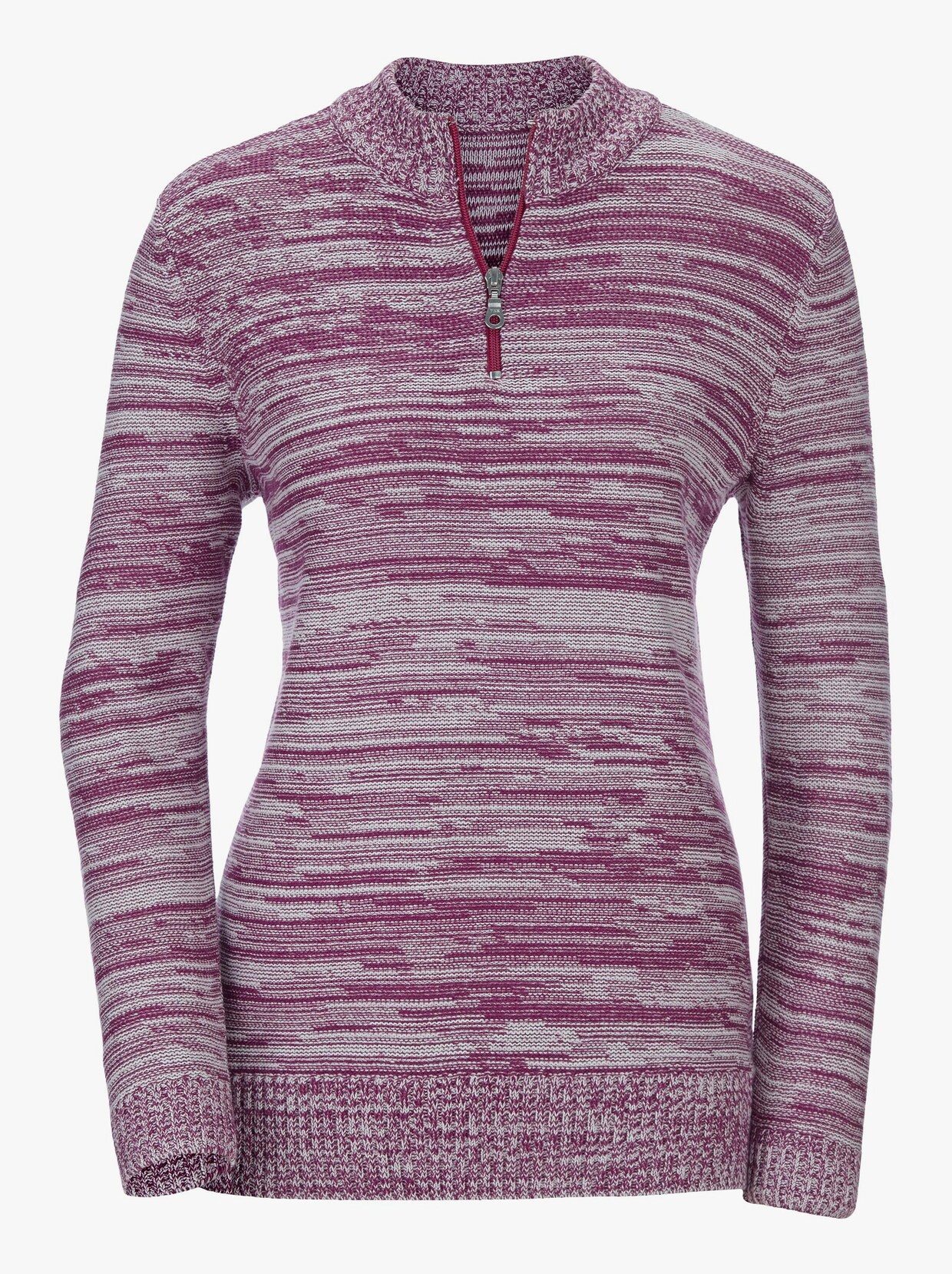 Pletený pulóver - purpurová melírovaná