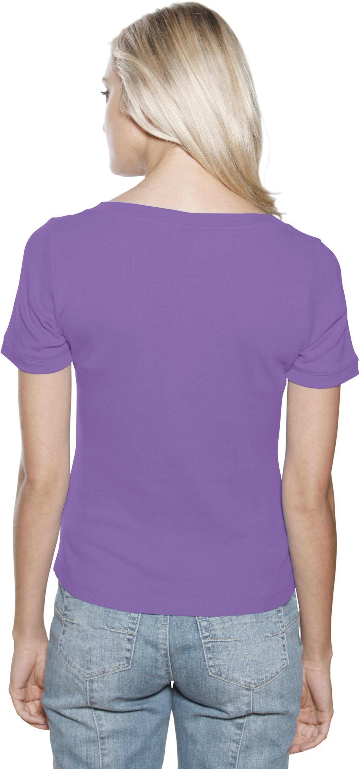 CARR günstig Kaufen-Carré-Shirt in lila von heine. Carré-Shirt in lila von heine <![CDATA[Carré-Shirt Mit großzügigem Ausschnitt. Aus trageangenehmer, feiner Rippenware. Figurbetonte Form.]]>. 