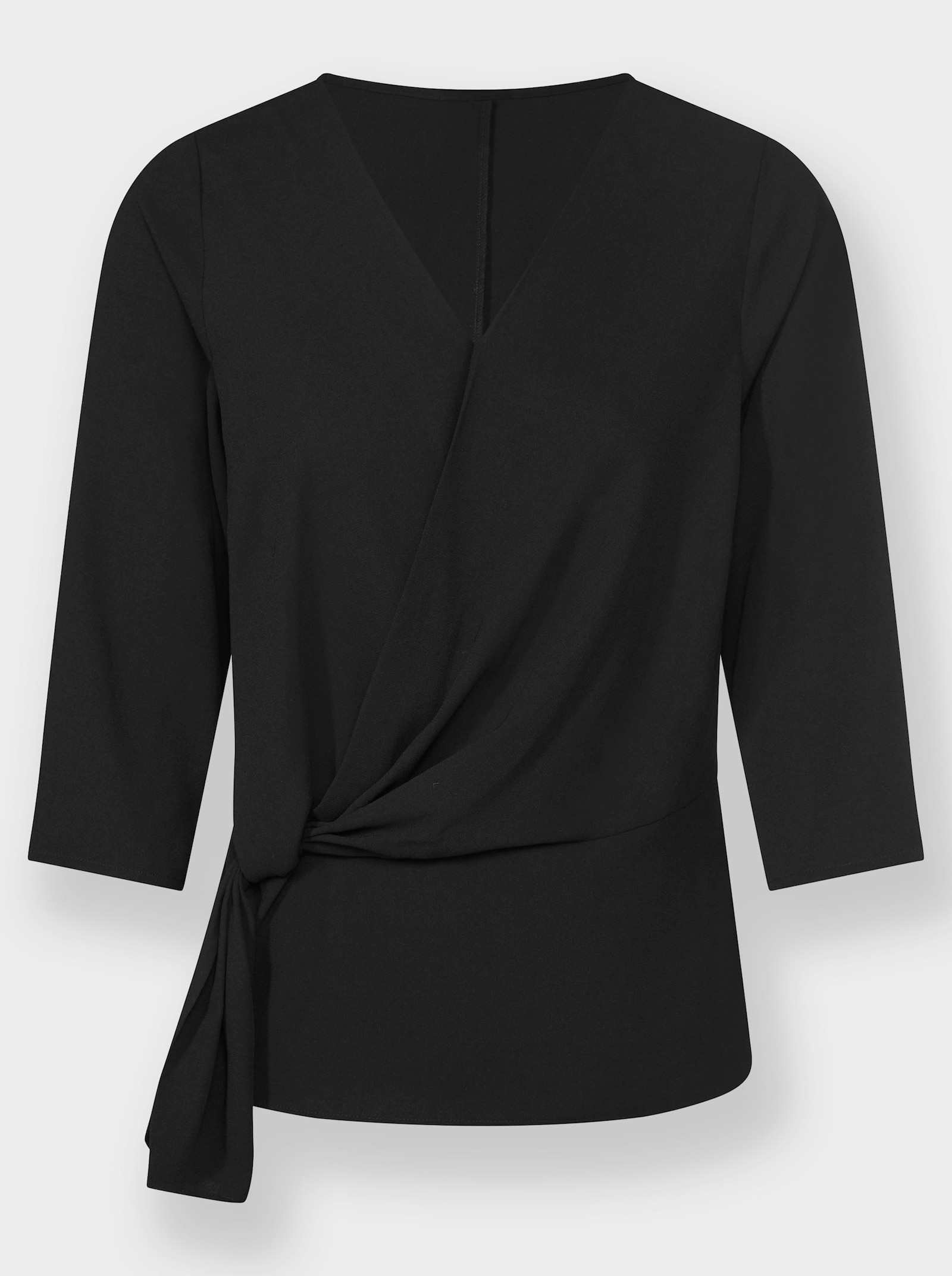 Schlupfbluse in Wickel-Optik - schwarz