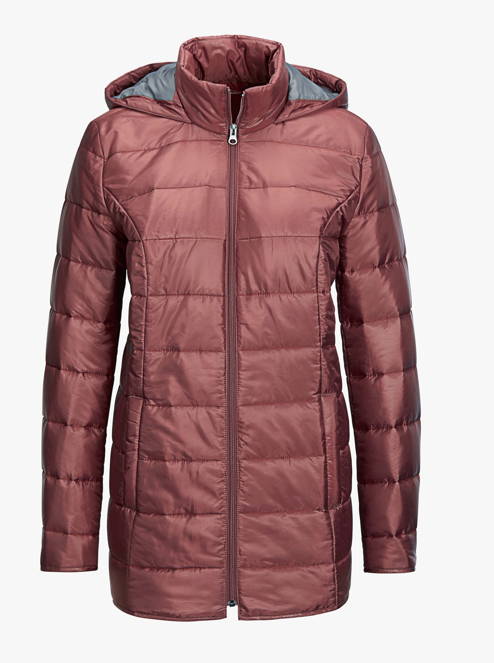 Steppjacke mit Kapuze, wärmend - terrakotta