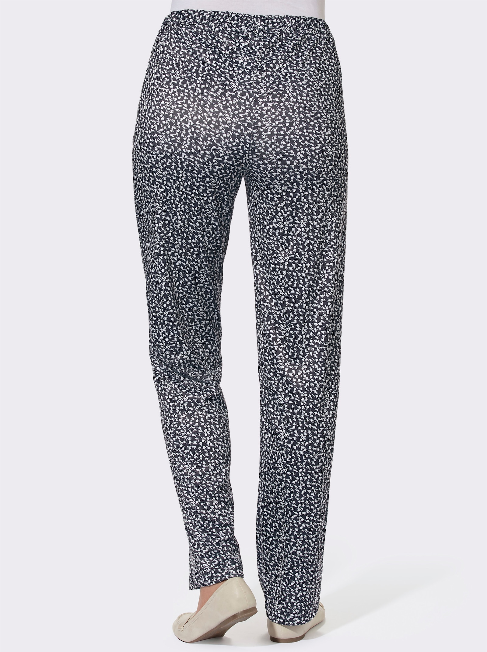 Džersejové nohavice, bočné vrecká - čierna vzorovaná