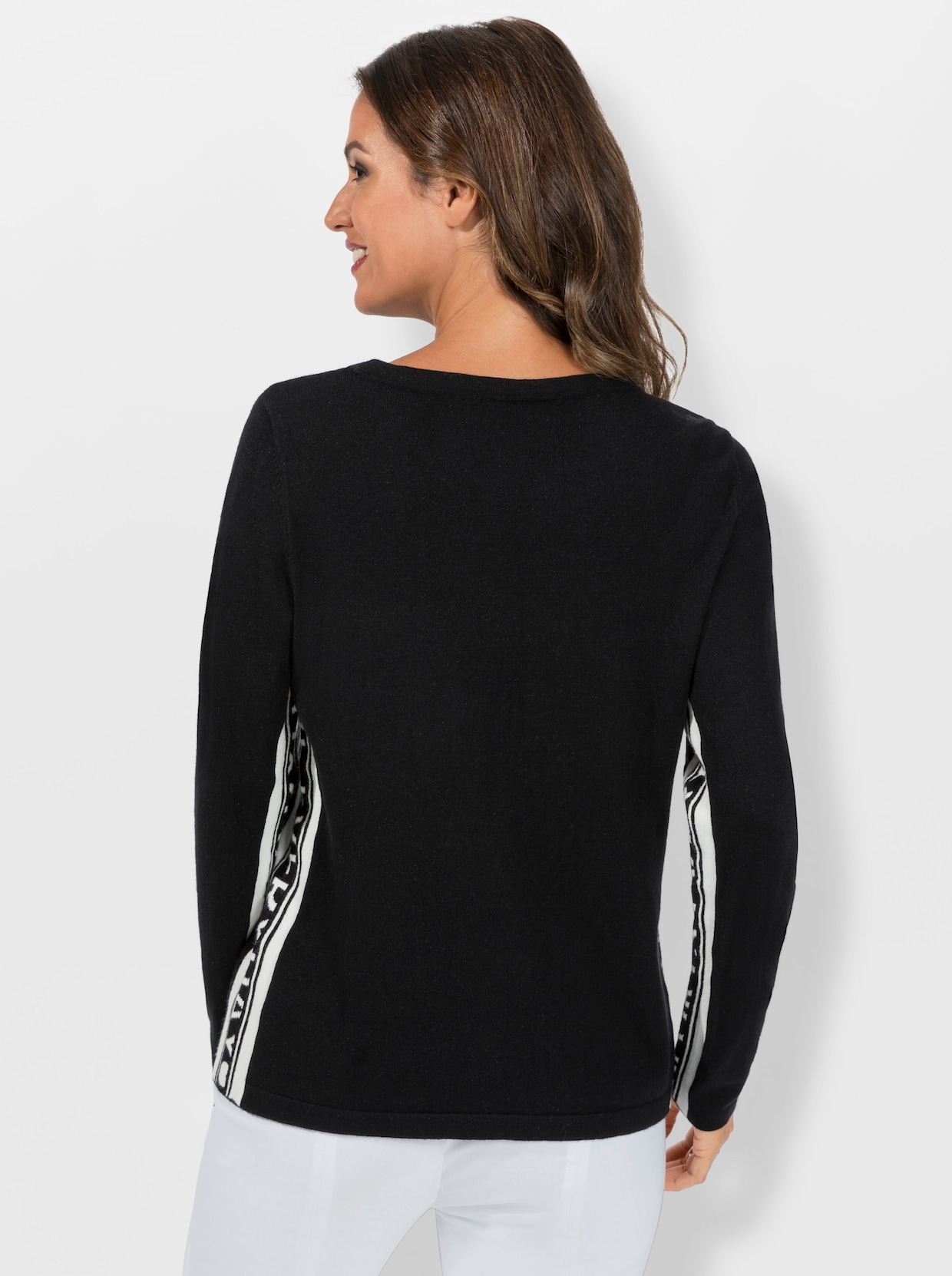 Pullover - zwart/ecru gedessineerd