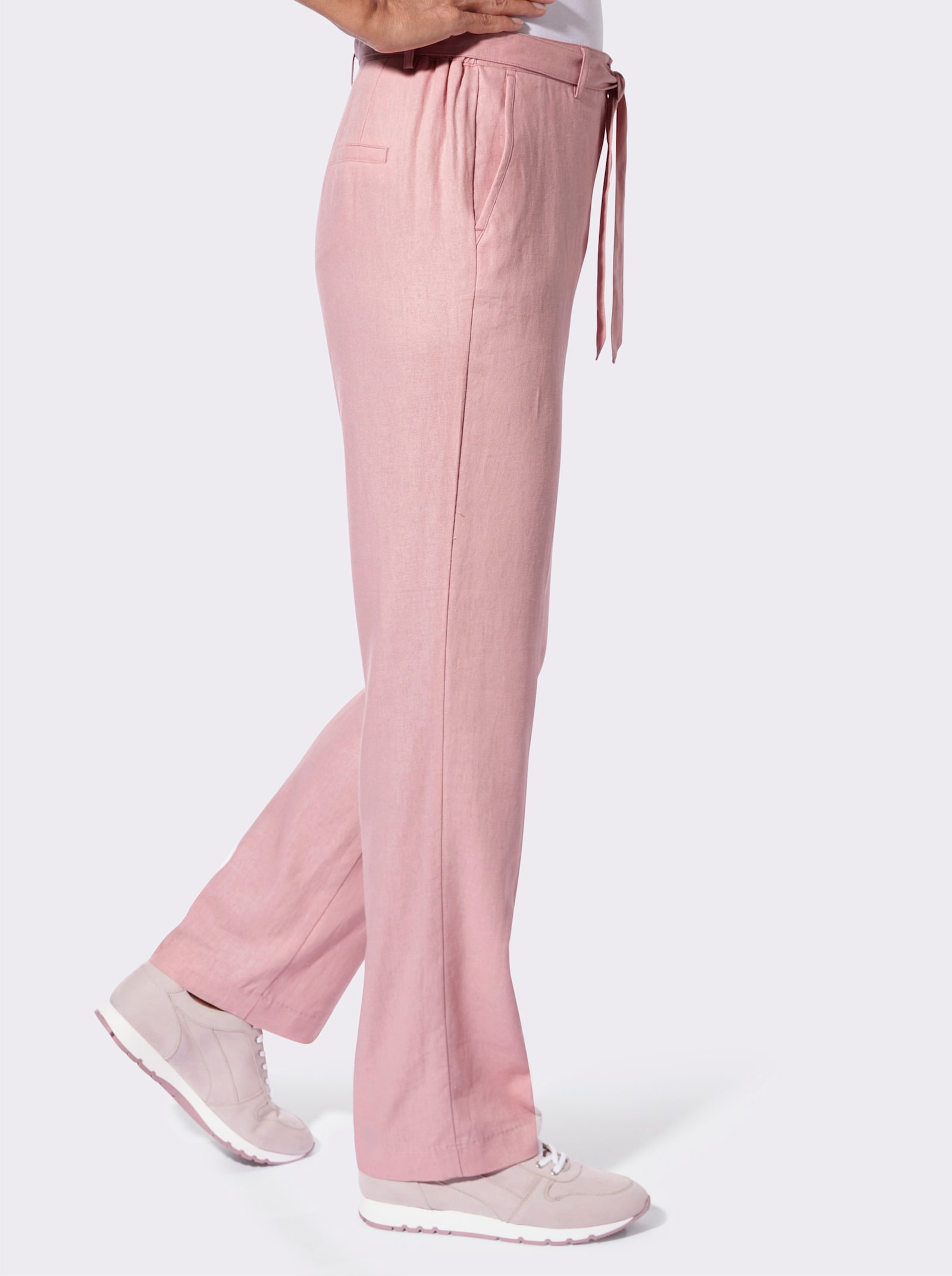 Hose mit abnehmbarem Bindegürtel - rosenquarz