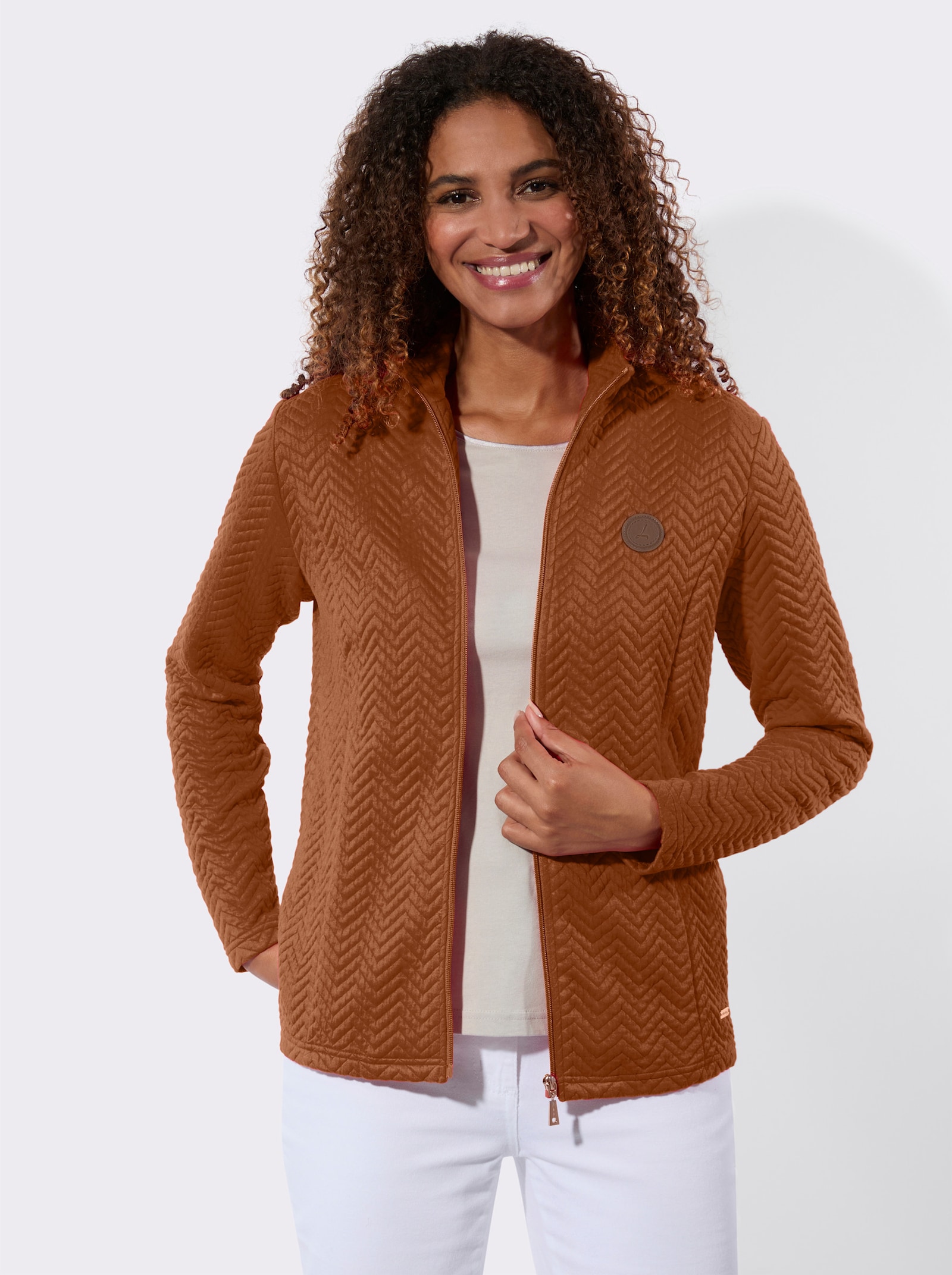 Shirtjacke mit Stehkragen - cognac