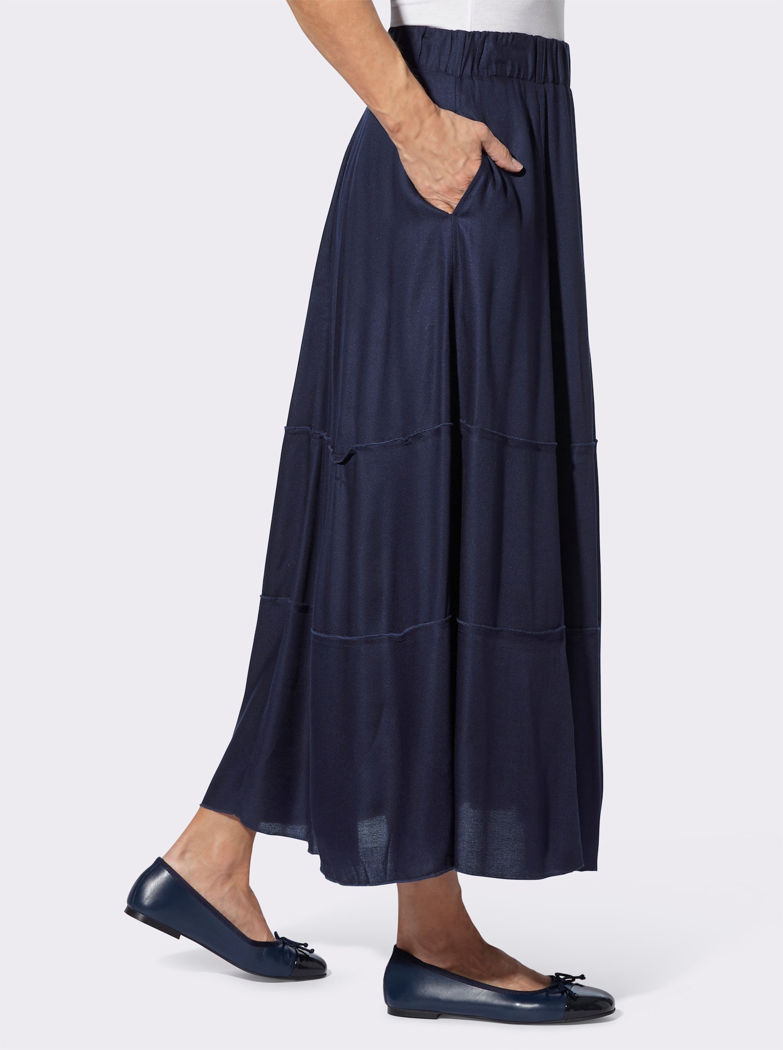 Kjol med resår med viskosfoder - marin