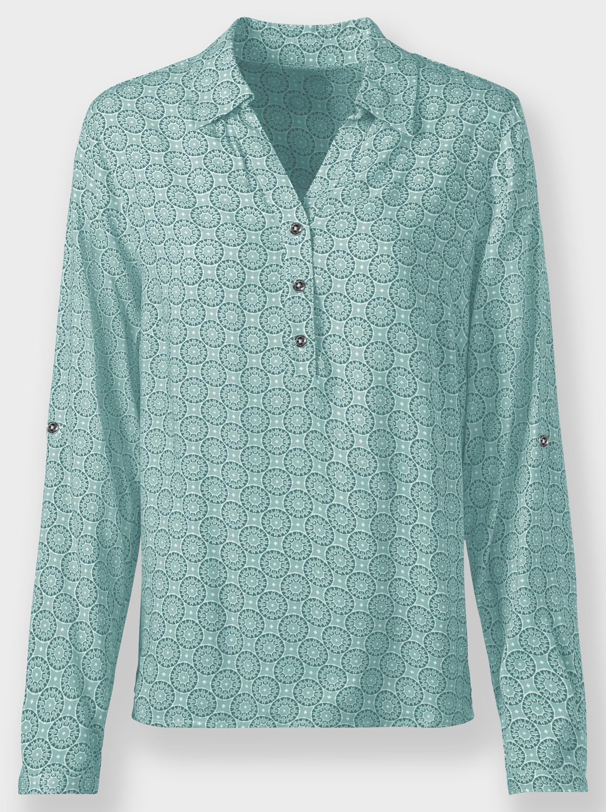 Blouse - jade/kalkmint bedrukt