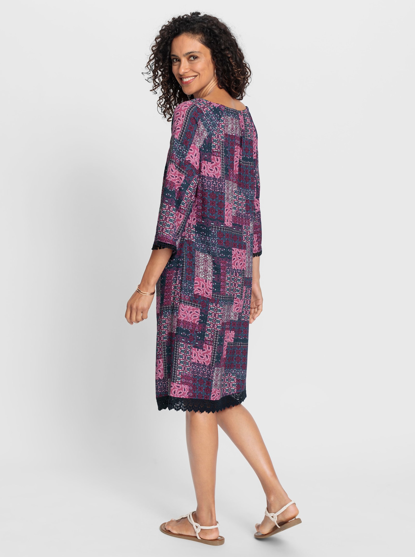 Tunikakleid im Patchwork-Druck - erika-jeansblau-bedruckt