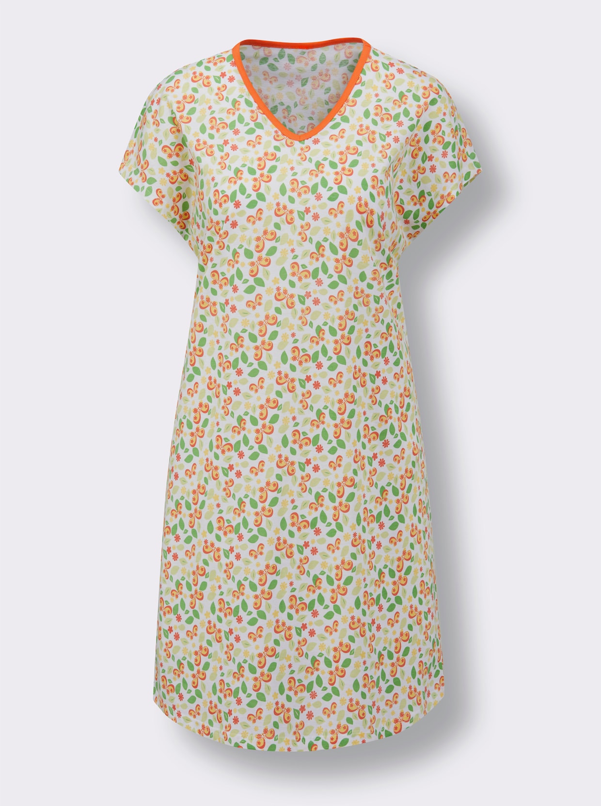 wäschepur Sleepshirt - weiß-mandarine-bedruckt