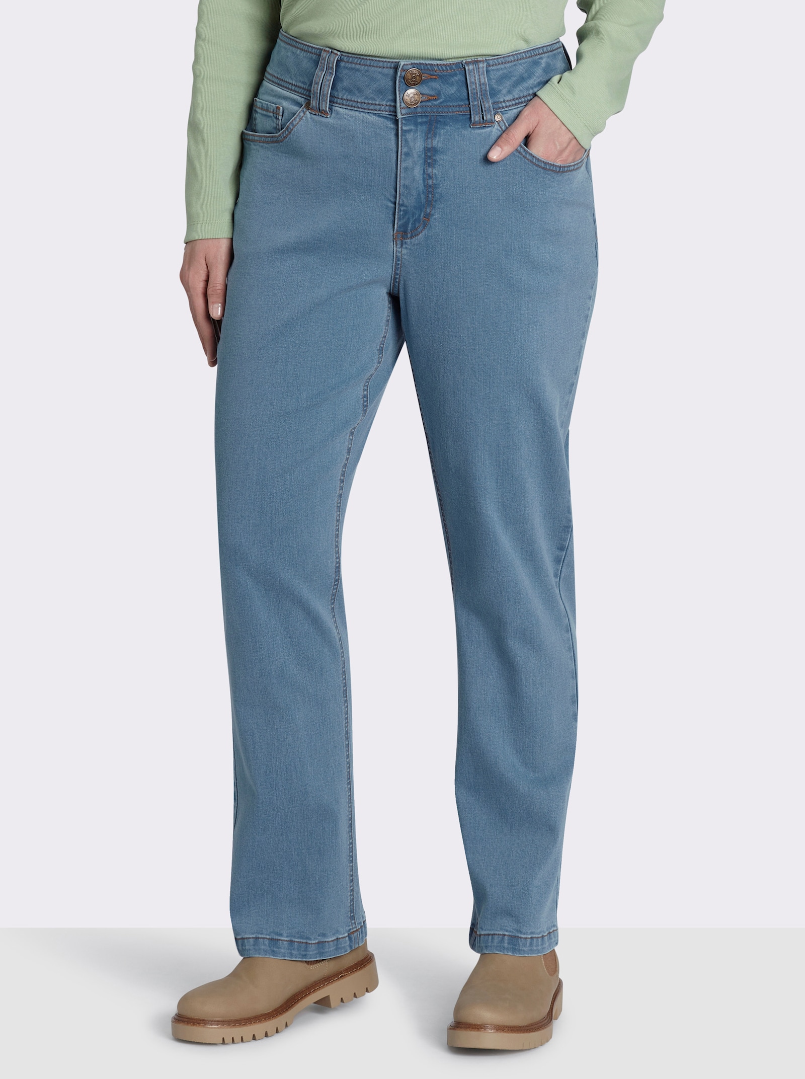 sheego Gerade Jeans für kräftigere Oberschenkel - blue-bleached