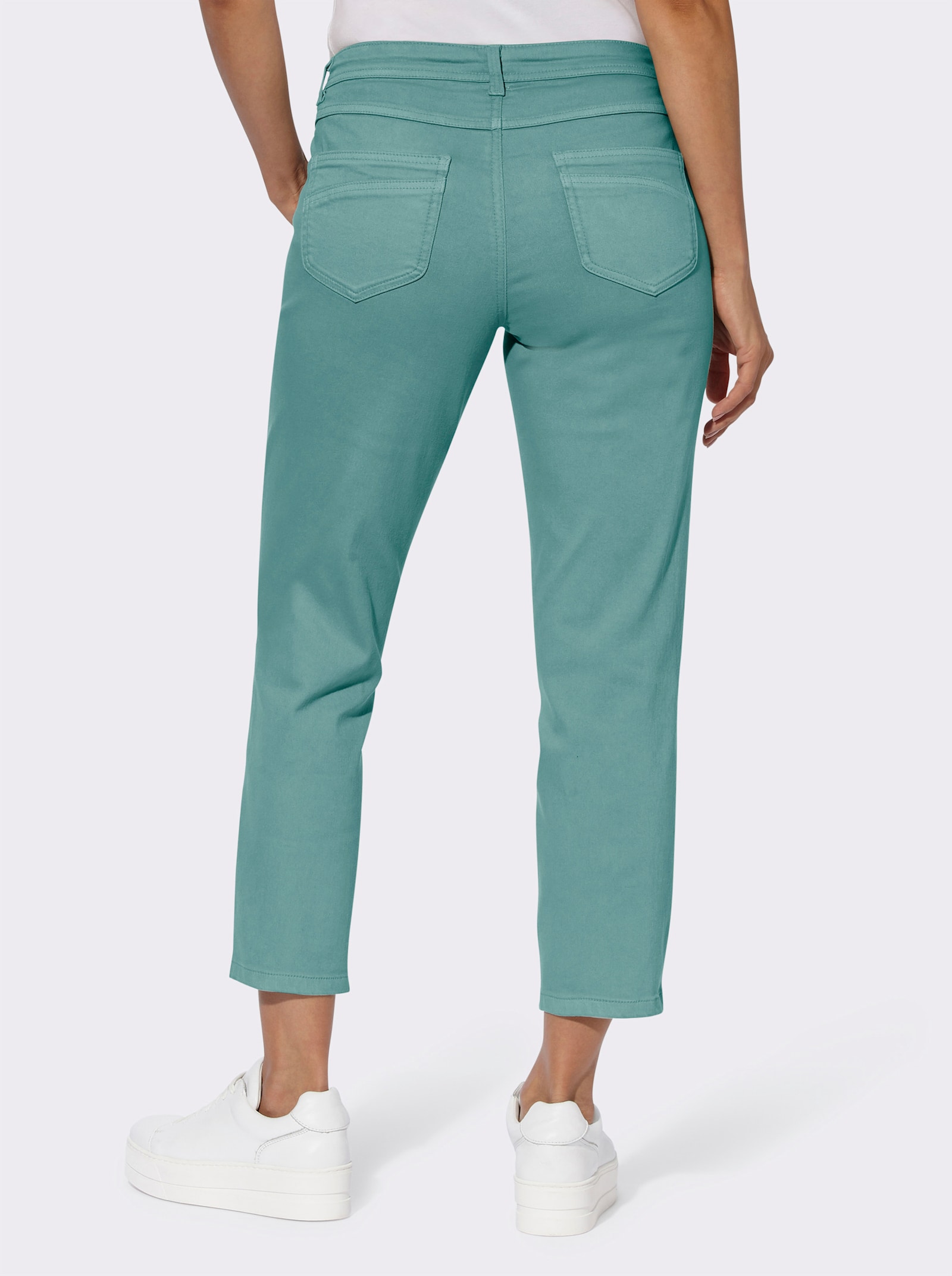 7/8-Jeans mit Kontrastnähten - salbei