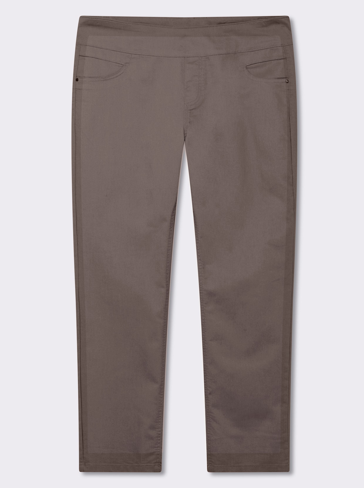 Schlupfhose mit hohem Dehnbund - dunkeltaupe