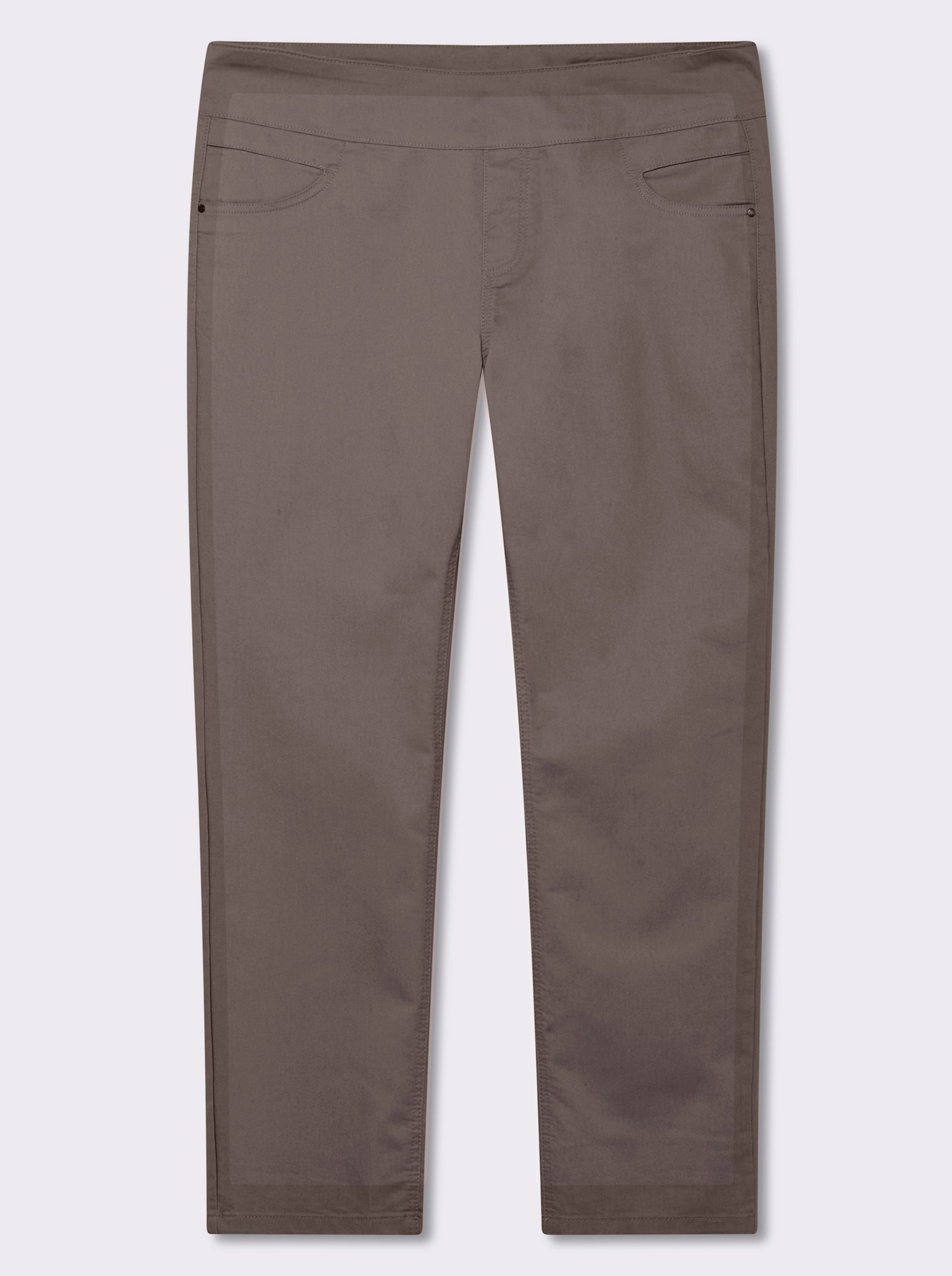 Schlupfhose mit hohem Dehnbund - dunkeltaupe