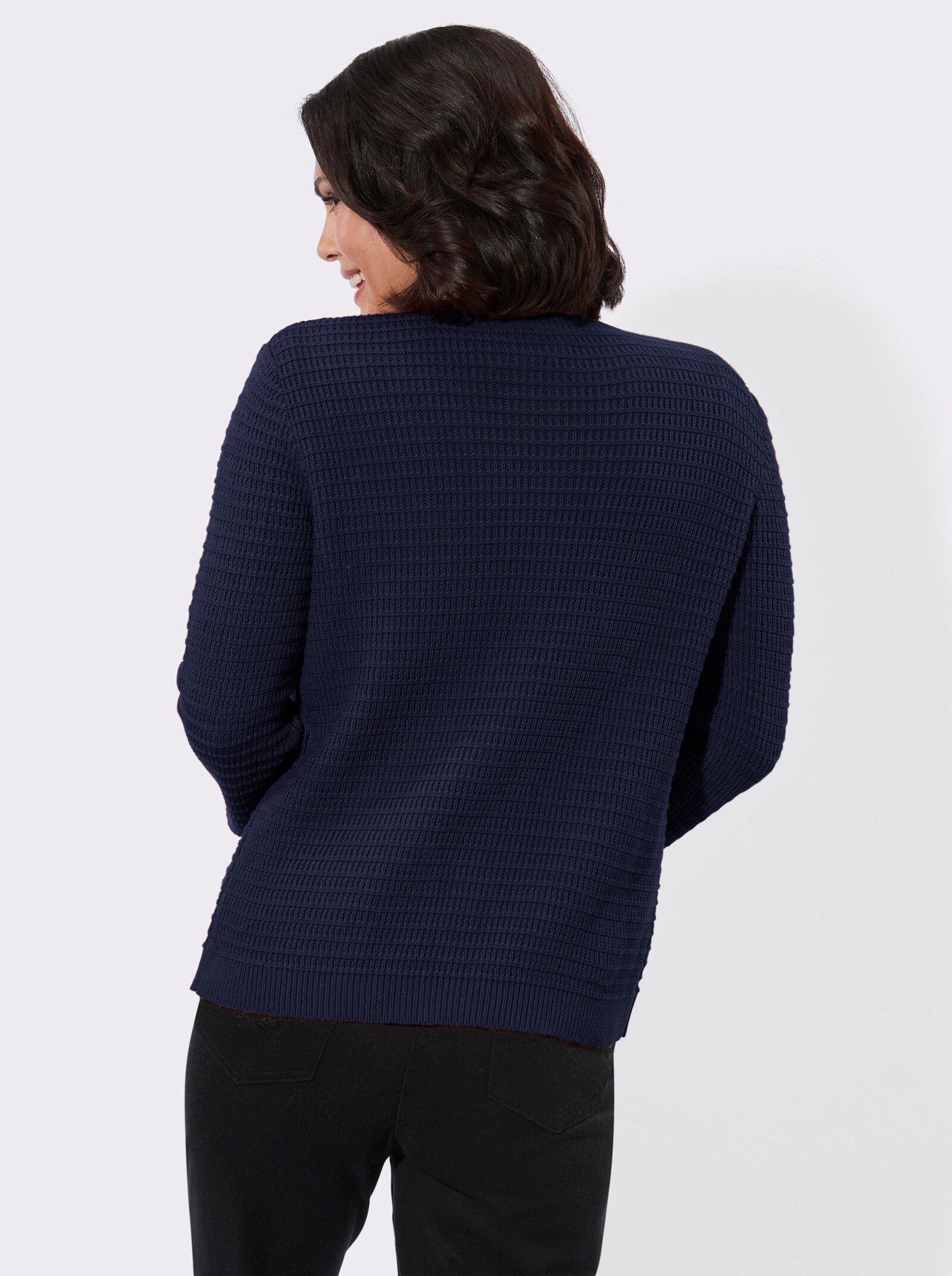 Twin-Set mit gerippten Abschlüssen - marine