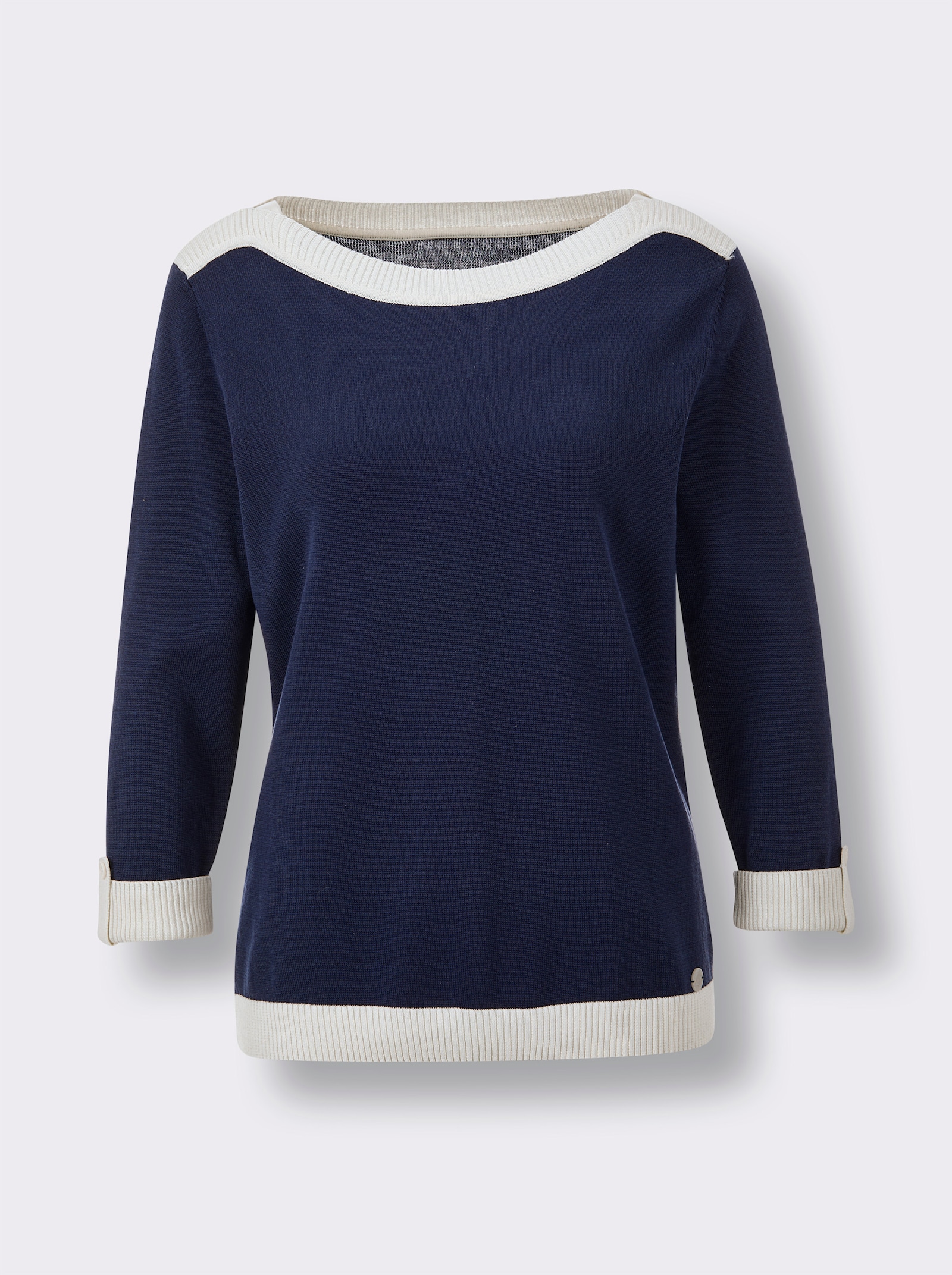 CREATION L PREMIUM 3/4 Arm-Pullover mit Seiden-Anteil - marine
