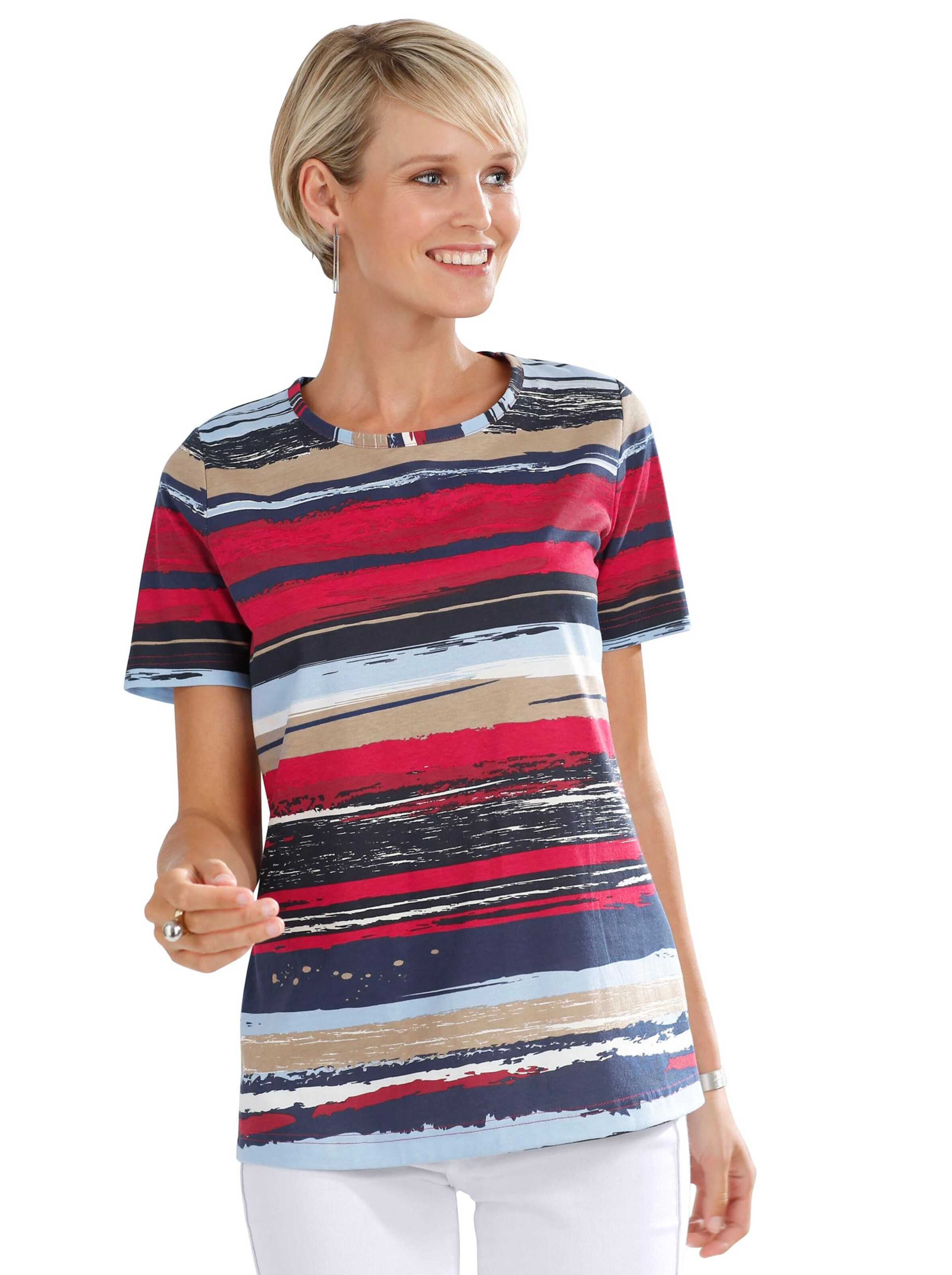 Shirt - rot-marine-geringelt